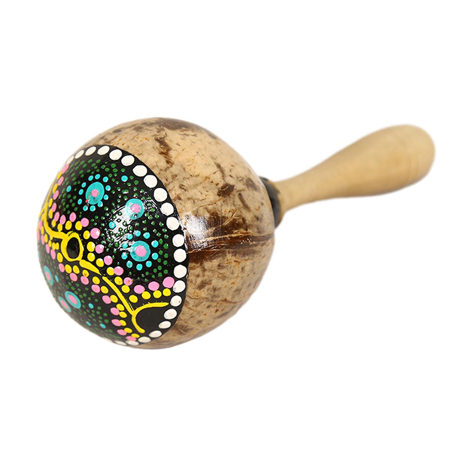 Coconut Shell Maracas Party Favor Shaker Easy to Learn Hand Percussion with Wood Handle for Gathering Live Performances Kids