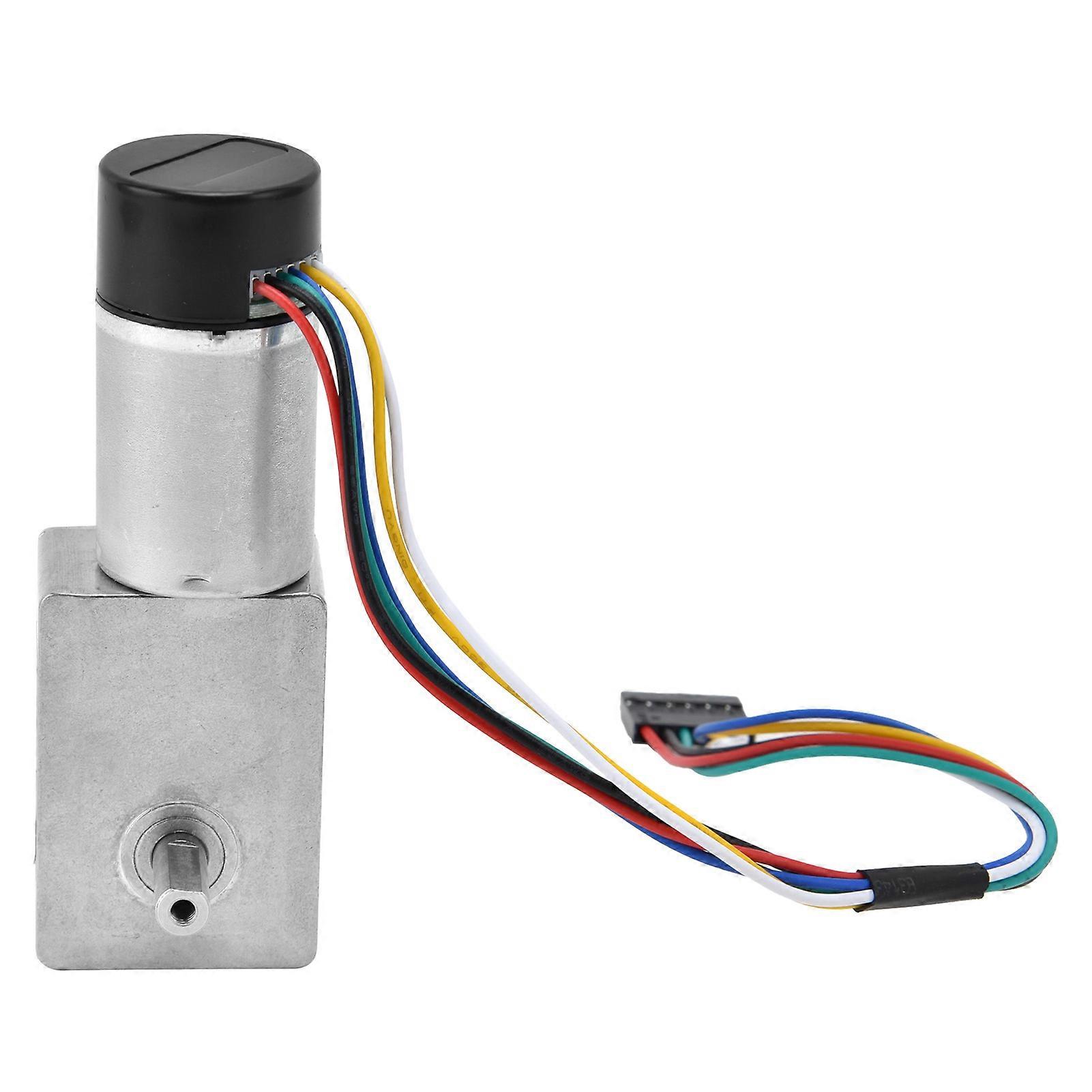 12V 40RPM DC Worm Gear Motor 15mm Double Shaft w/ Encoder JGY-370 Speed Reduction Drive Device