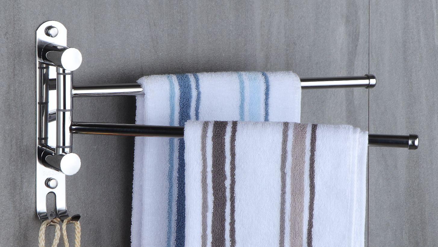 Bathroom Towel Rack with 2 180° Rotating Bars SUS304 Stainless Steel Towel Dryer Wall Mounted Towel