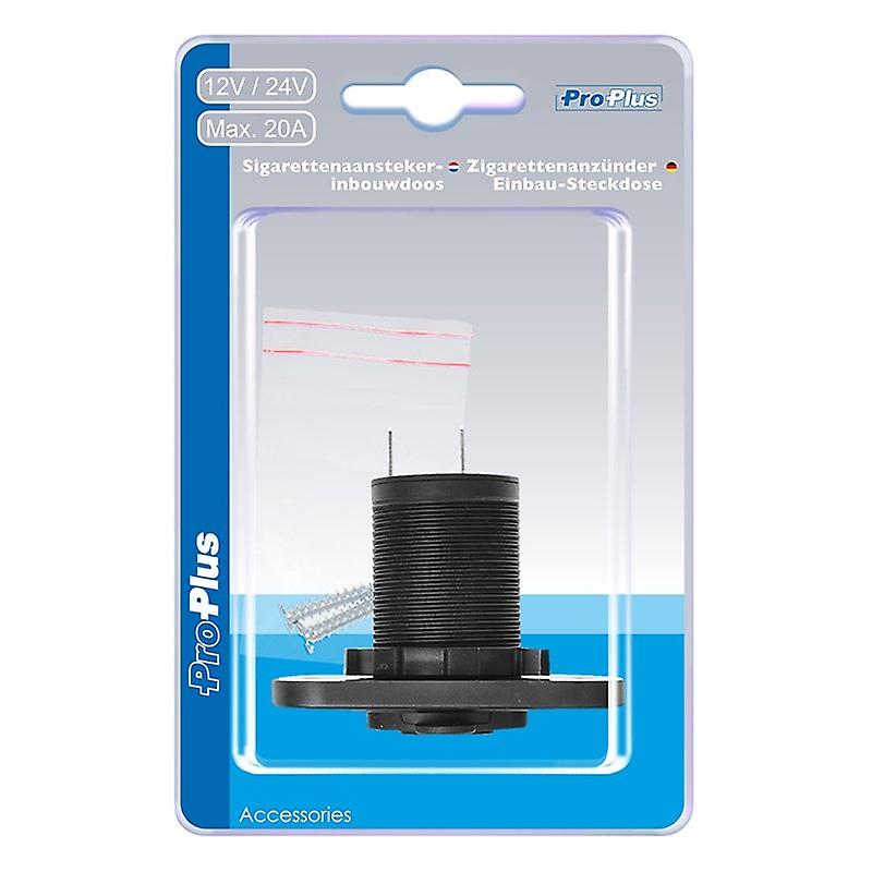 Cigarette lighter recessed socket 12V/24V with lid in blister