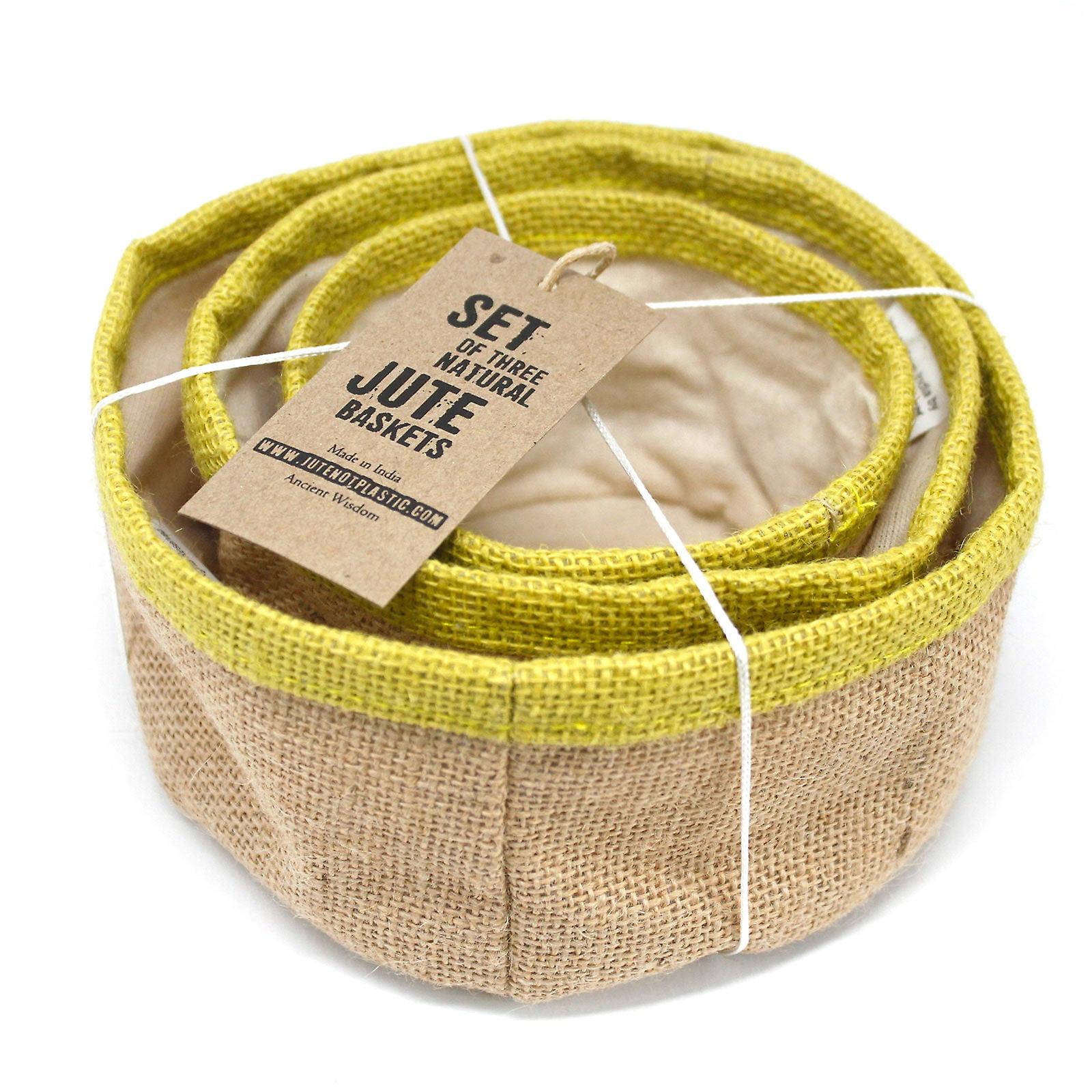 Set Of 3 Natural Jute Baskets