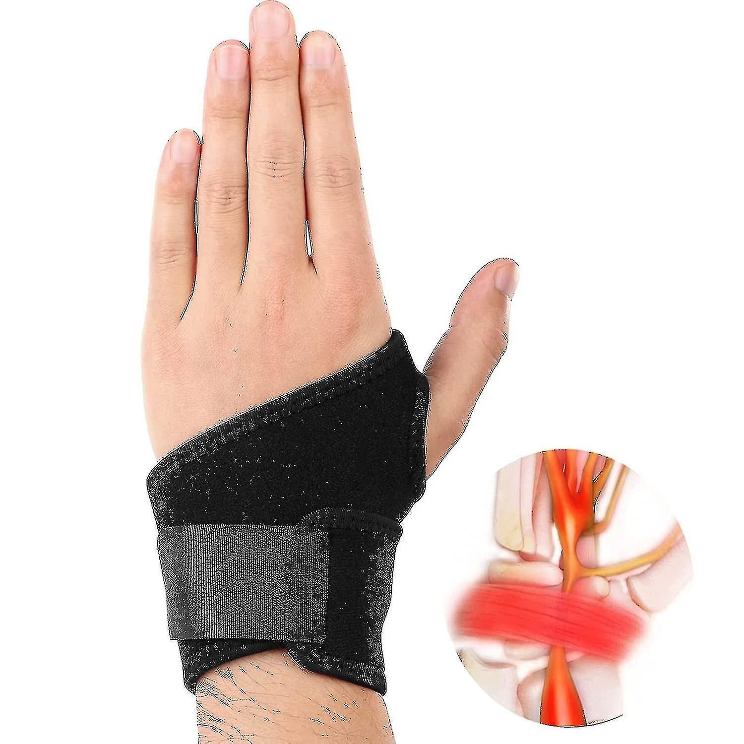 Carpal Tunnel Wrist Support for Tendonitis and Arthritis, One-Handed Adjustable Compression Wristban