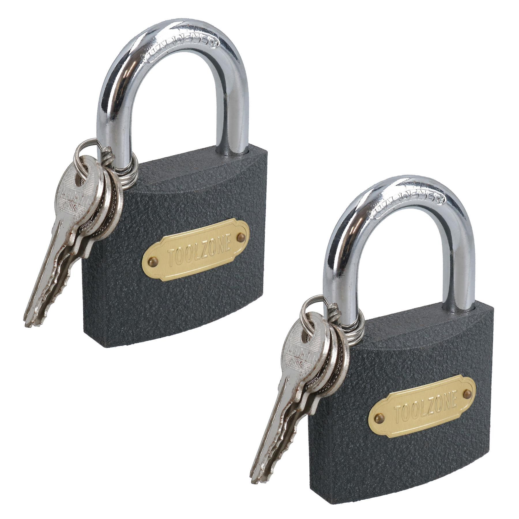63mm Iron Padlock With Hardened Shackle Padlocks Shed Gate Lock x 2