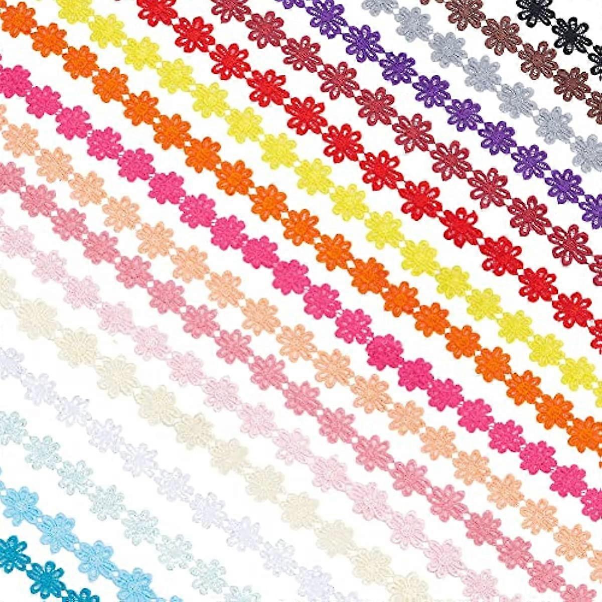 17 Yards Daisy Flower Lace Trim 17 Colors 0.98inch Width Daisy Trim Ribbon Embroidery Lace Dressmaking Edging Trimmings