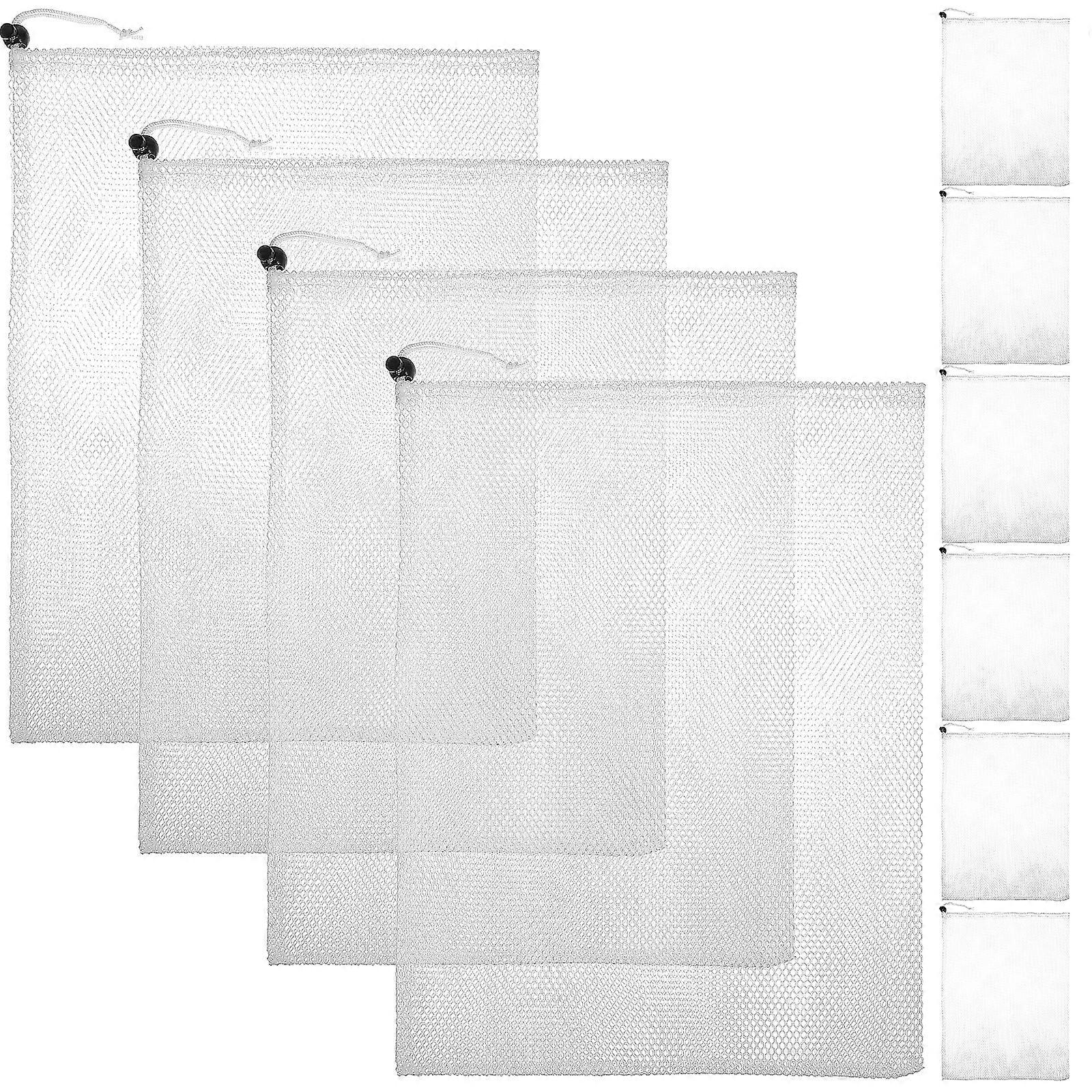 10pcs Polyester Mesh Bags Drawstring Storage Pouches Vegetable Fruit Storage Bag