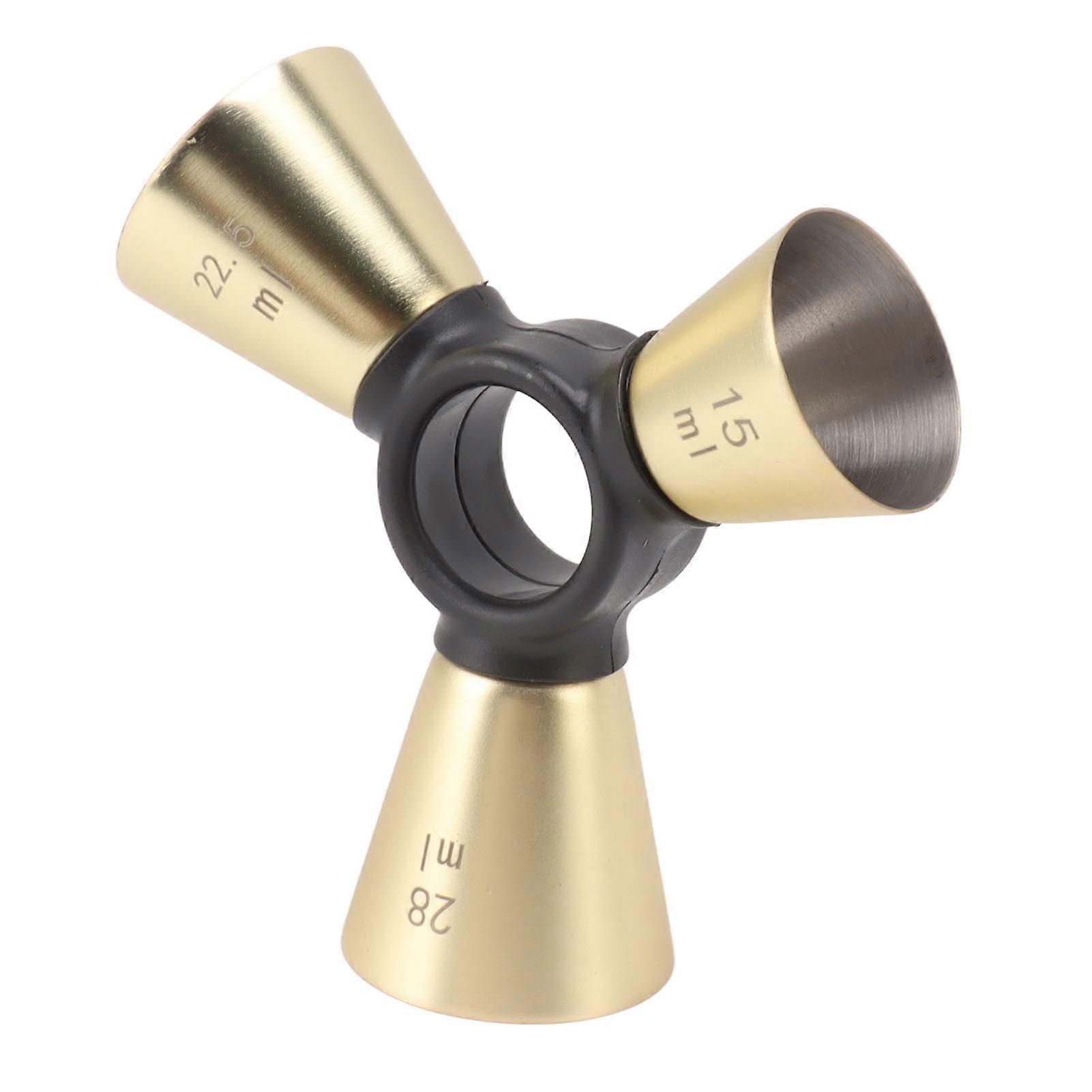 Ergonomic 304 Stainless Steel 3 Head Measuring Cup - for Wine Mixing and Pouring in Wine Tools(Gold Plated)