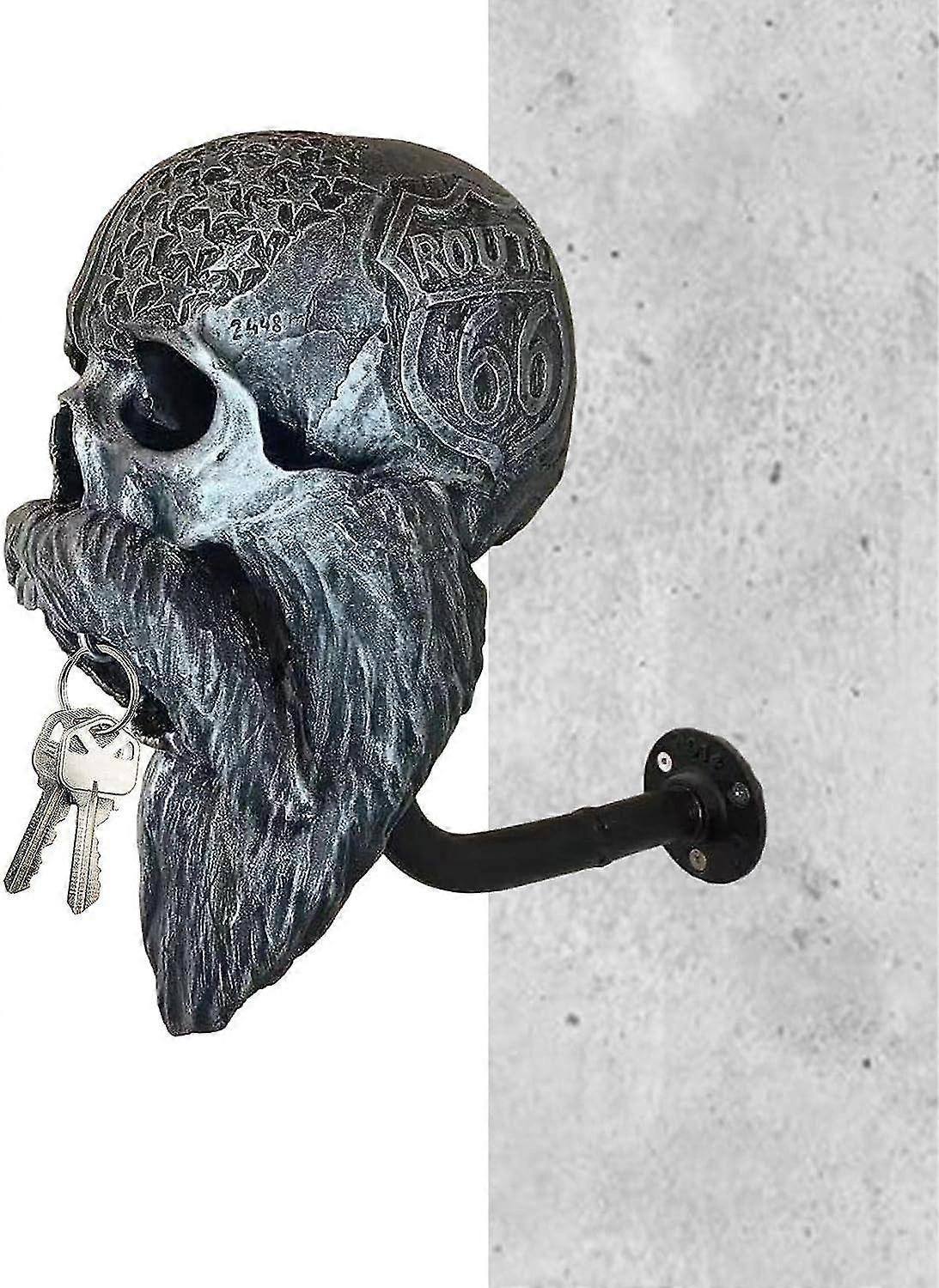 Motorcycle Skull Helmets Holder, Gothic Style Skull Motorcycle Helmets Racks Wall Mount With Hook, Decorative Skull Helmets Rack Resin Crafts For Ghos
