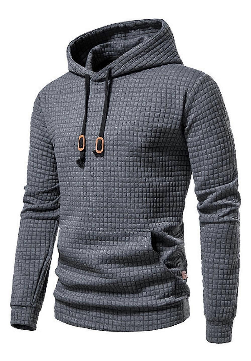Men's Hoodie Basic Sweatshirt Casual Long Sleeve Checked Pullover