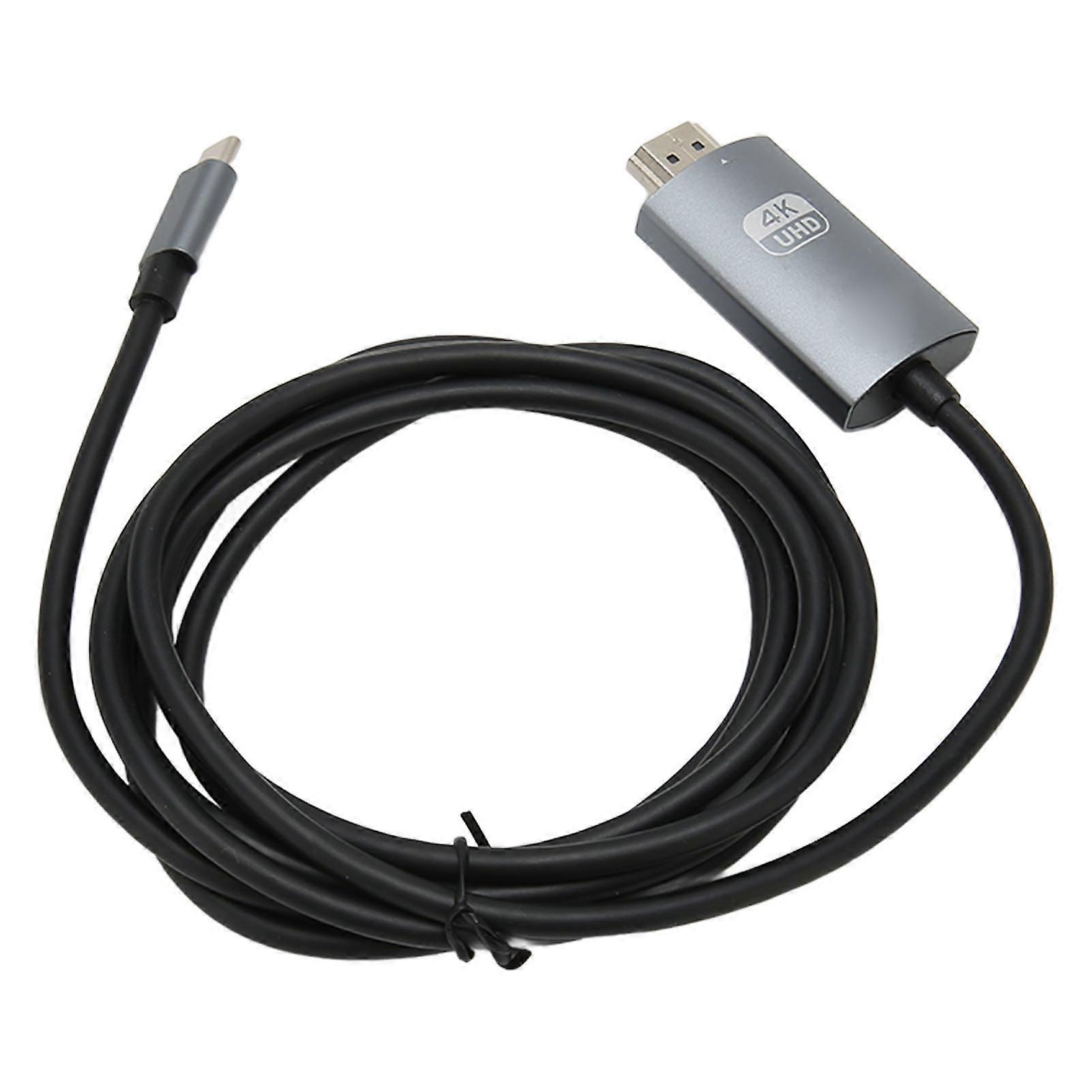Type C to HD Multimedia Interface Cable Support 4K 30Hz Plug and Play Type C to HD Cable for TV Monitor Black Gray