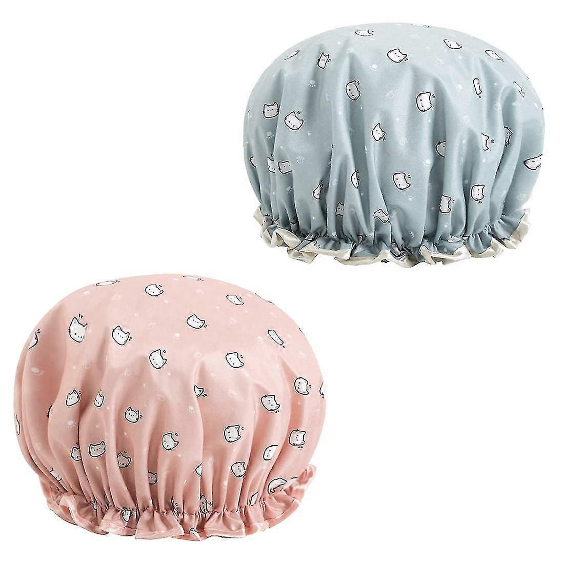 Dusjhette, badehette, vanntett dusjhette for kvinner, badehette, pakke med 2