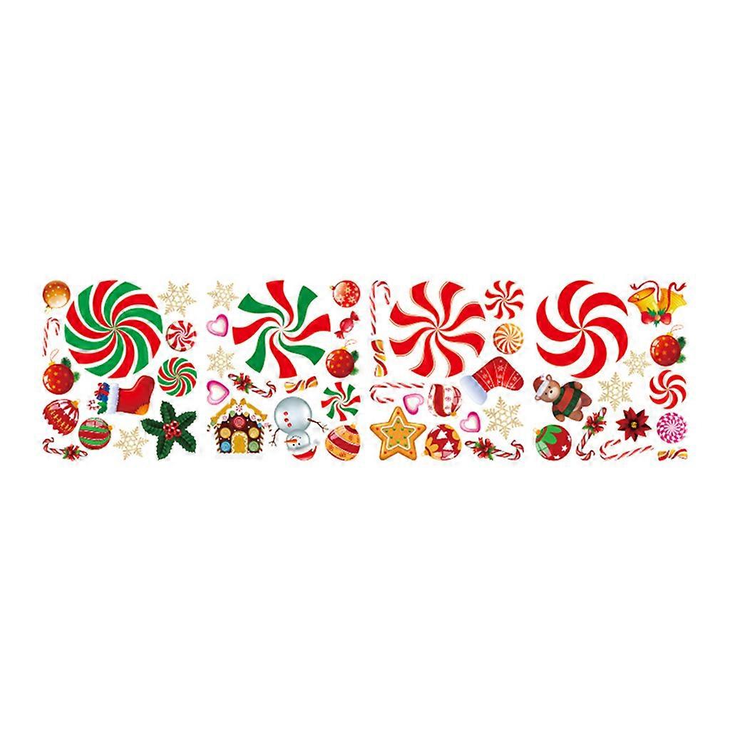  Christmas Footprints Floor Stickers Candy Cane Pattern DIY Window Wall Decals