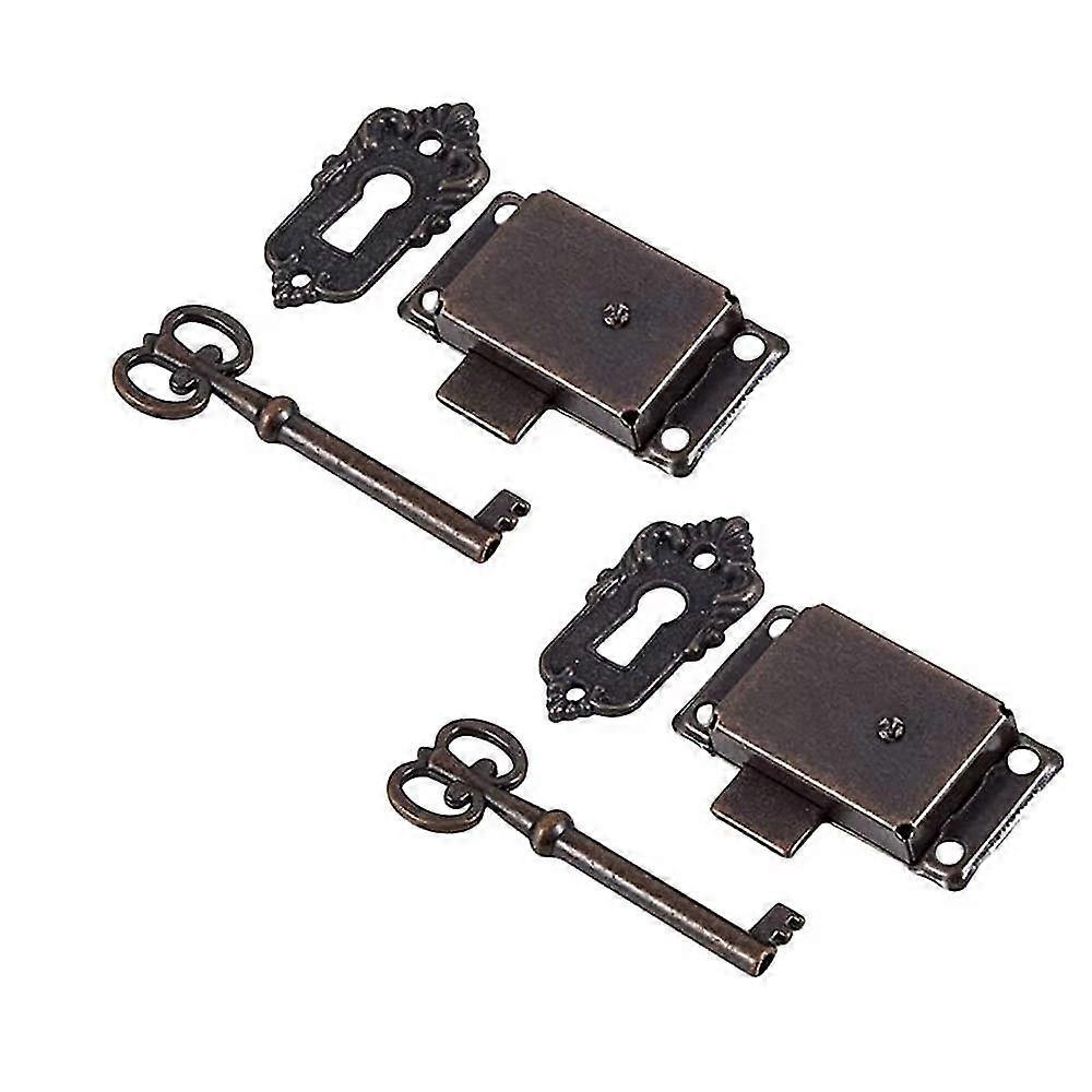 2個キャビネットロックアンティークロック装飾家具ロックキー付き、アンティークカルテットクラシック装飾ロックキッチン家具ボックス引き出しロックJskee