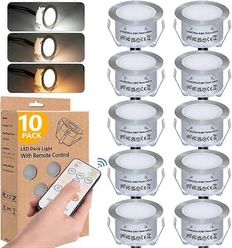 10 Pack Led Decking Lights RGBW Multicolor Chasing Effect Waterproof IP67 LED Deck Lights with Remote Control 42MM 12V Plinth Deck Lights Colorful f