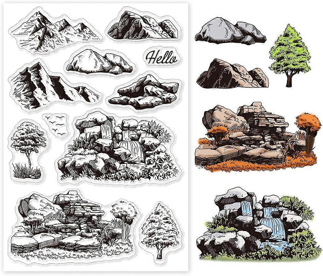 1Sheet Rocks Landscape Silicone Clear Stamp Seals