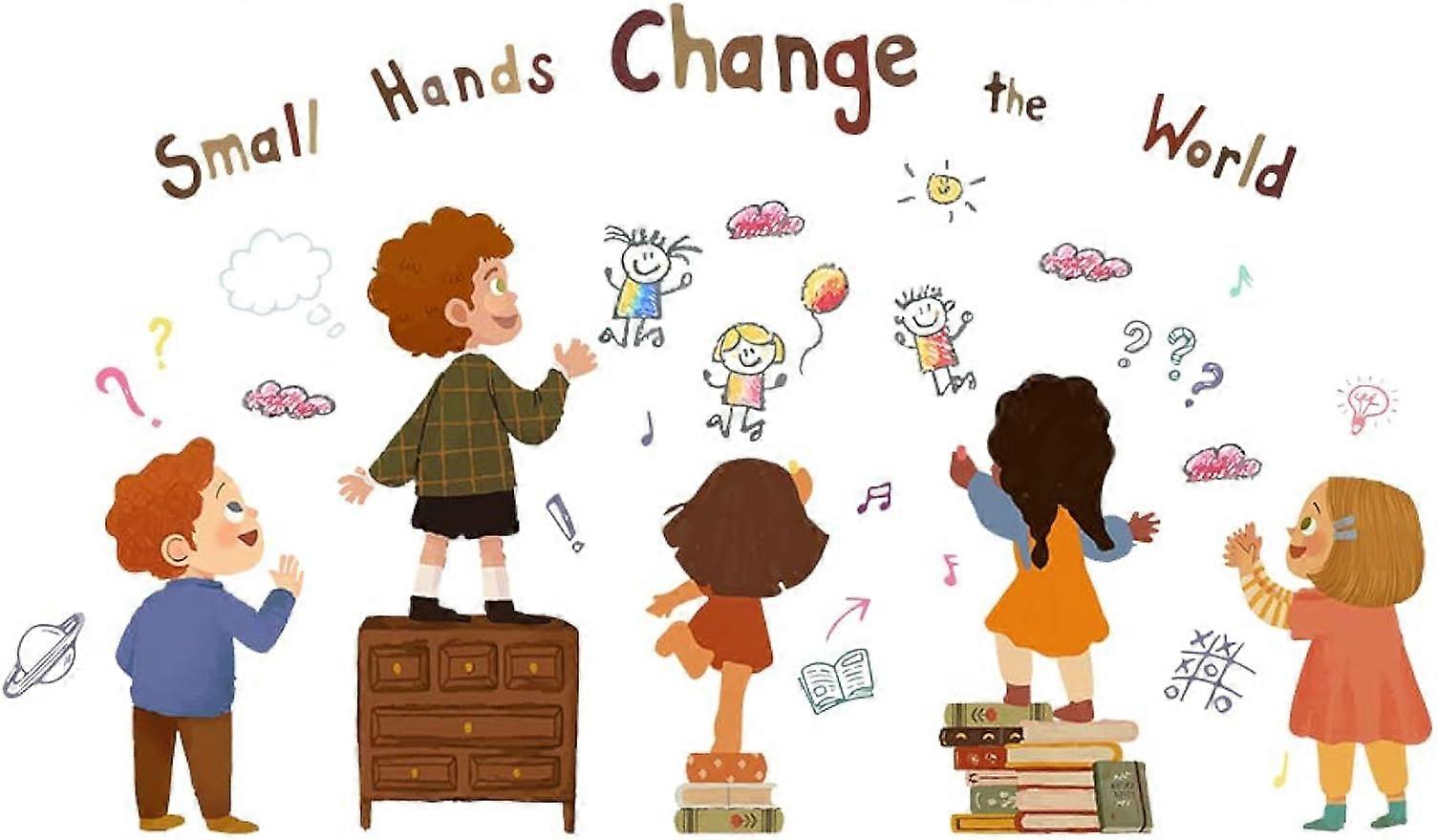 Small Hands Change The World Colorful Inspirational Diversity Inclusion Handprints Nursery Decorations