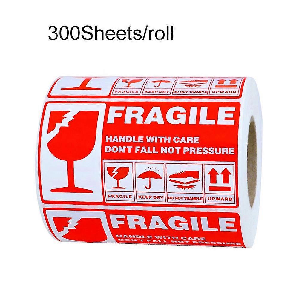 300sheets/roll Warning Label Handle With Care Fragile Sticker Practical