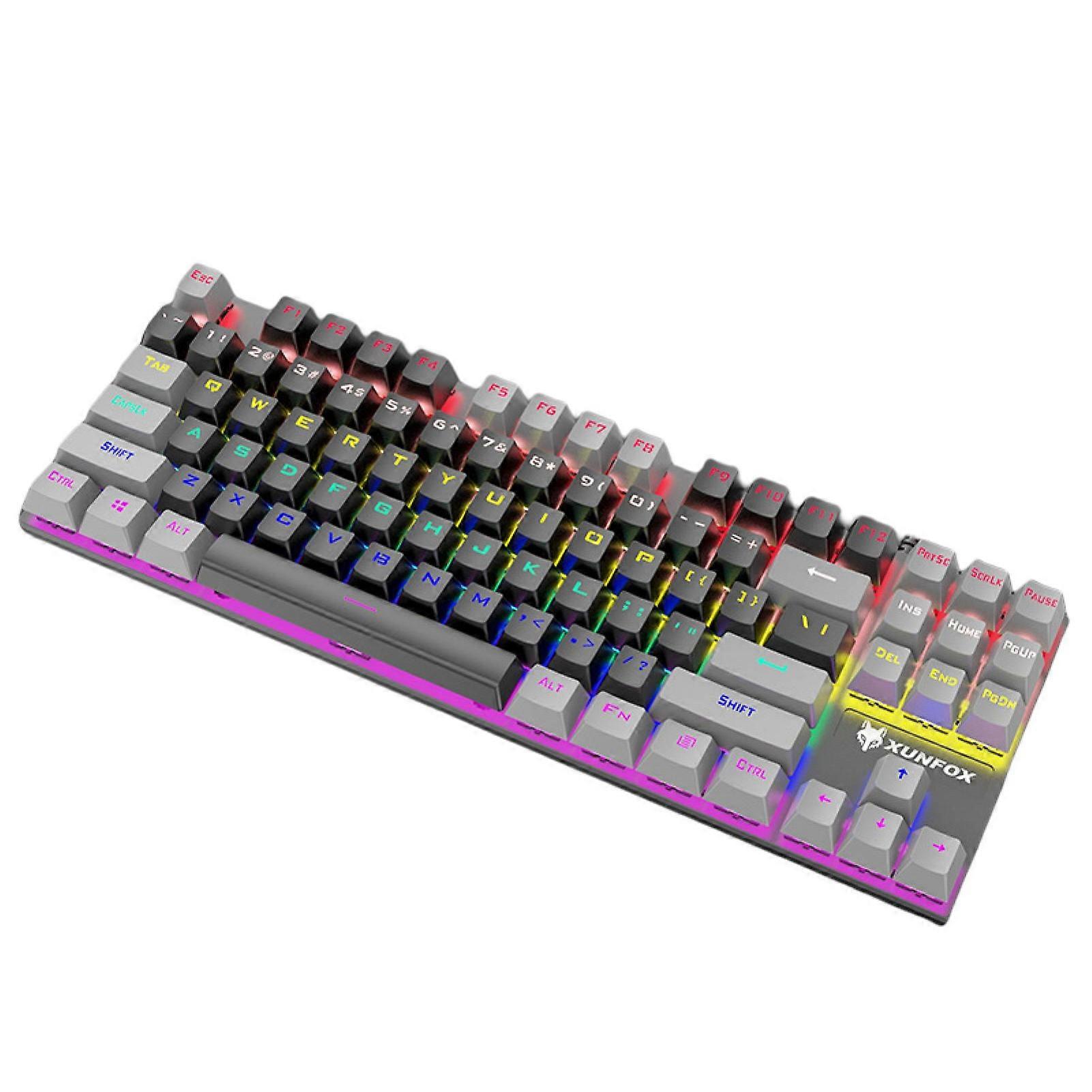 K80 87 Keys Mechanical Keyboard Universal Blue Switch Ergonomic Non-slip Sensitive Mix Backlit Color Matching USB Desktop Wired Gaming Keyboard