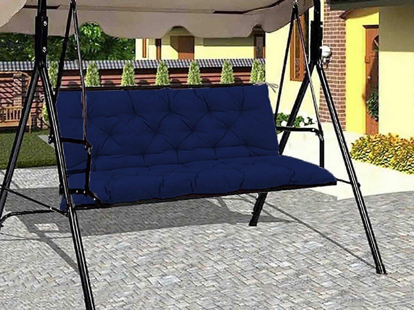 120x100x8cm Outdoor Swing Chair Cushion with Backrest Bench Soft Padded - Blue