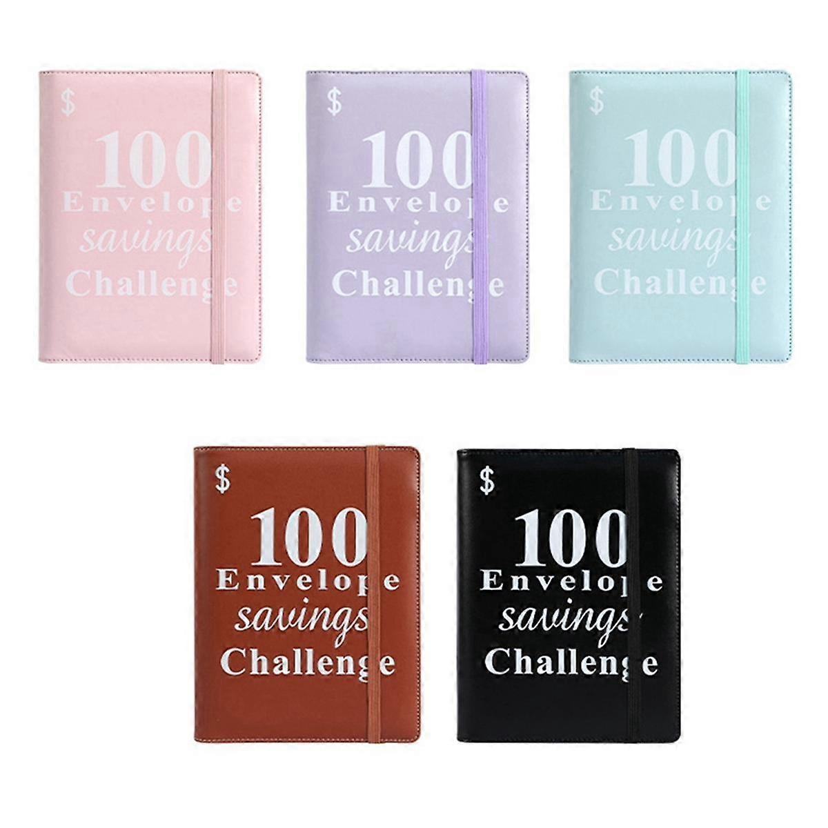 100 Envelope Money Saving Challenge Binder, Reusable A5 Money Budget Binder Challenges Book Blue