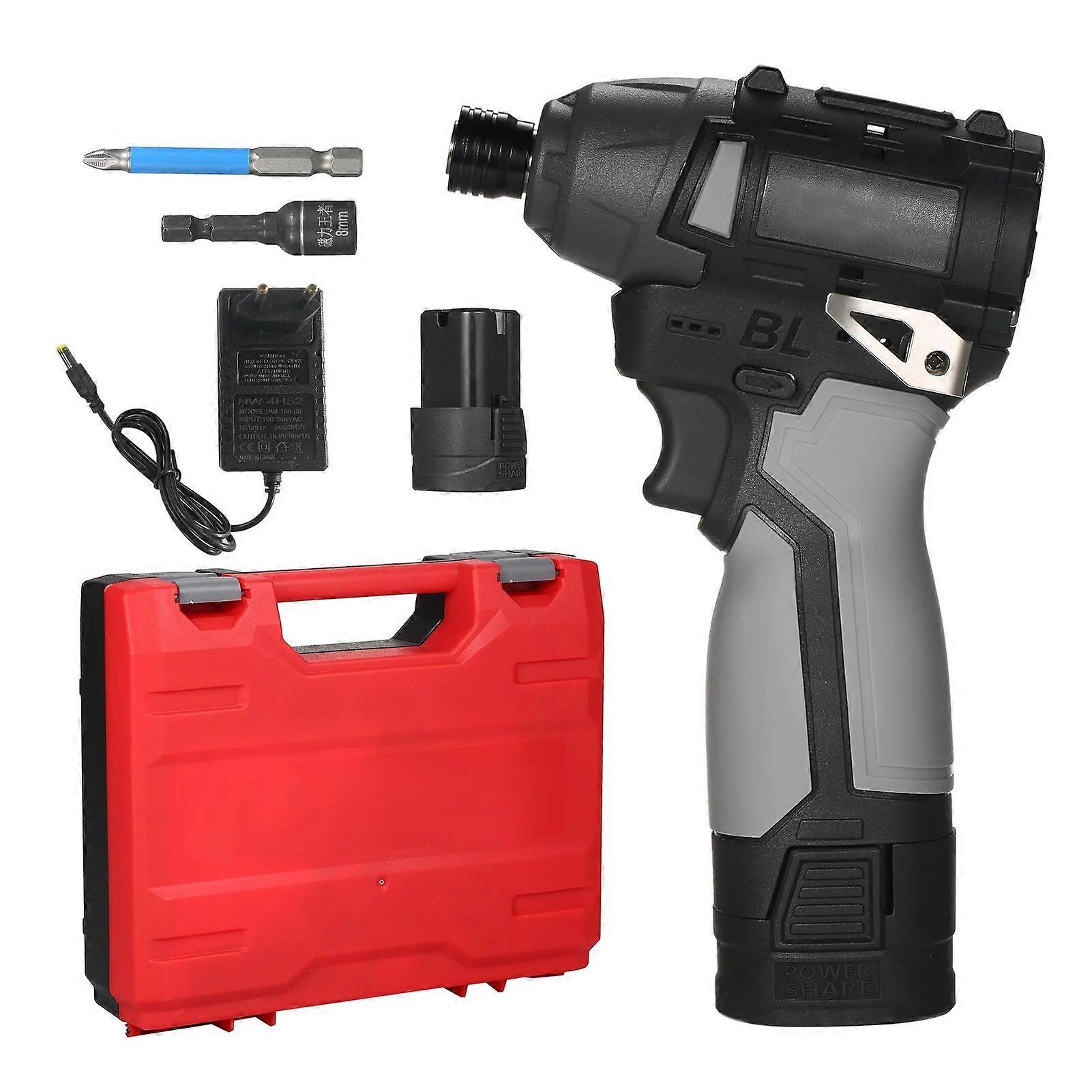 18V Brushless Electric Screwdriver Set Rechargeable Cordless Electric Power Screwdriver Set with3450RPM Speed & 140Nm Torque
