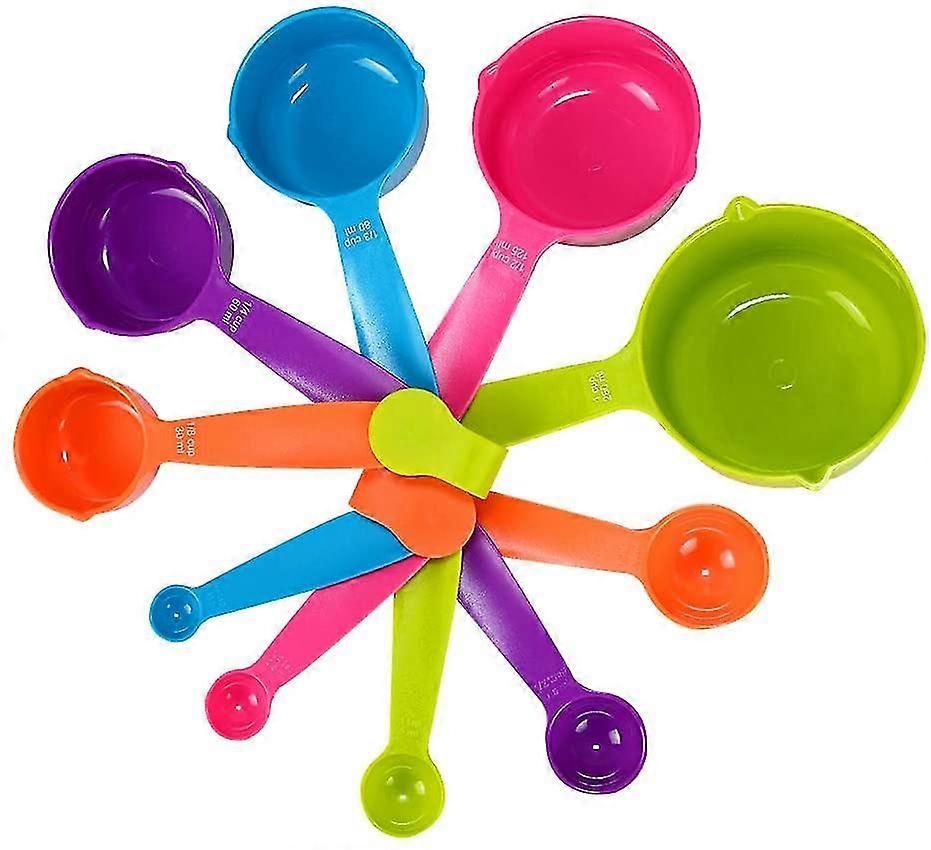 Easy-to-read Plastic 10-piece Multi-color Measuring Cup And Spoon Set Color Sent