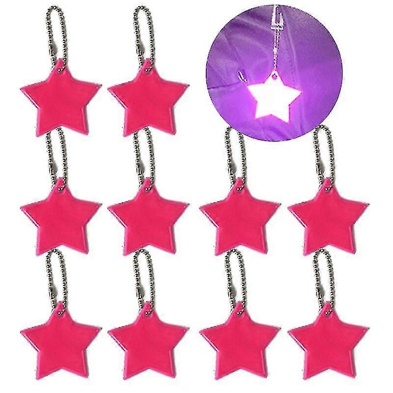 10x/set Creative Reflectors Keyrings Reflective Stars Safe Reflector Keychains(haoyi) A