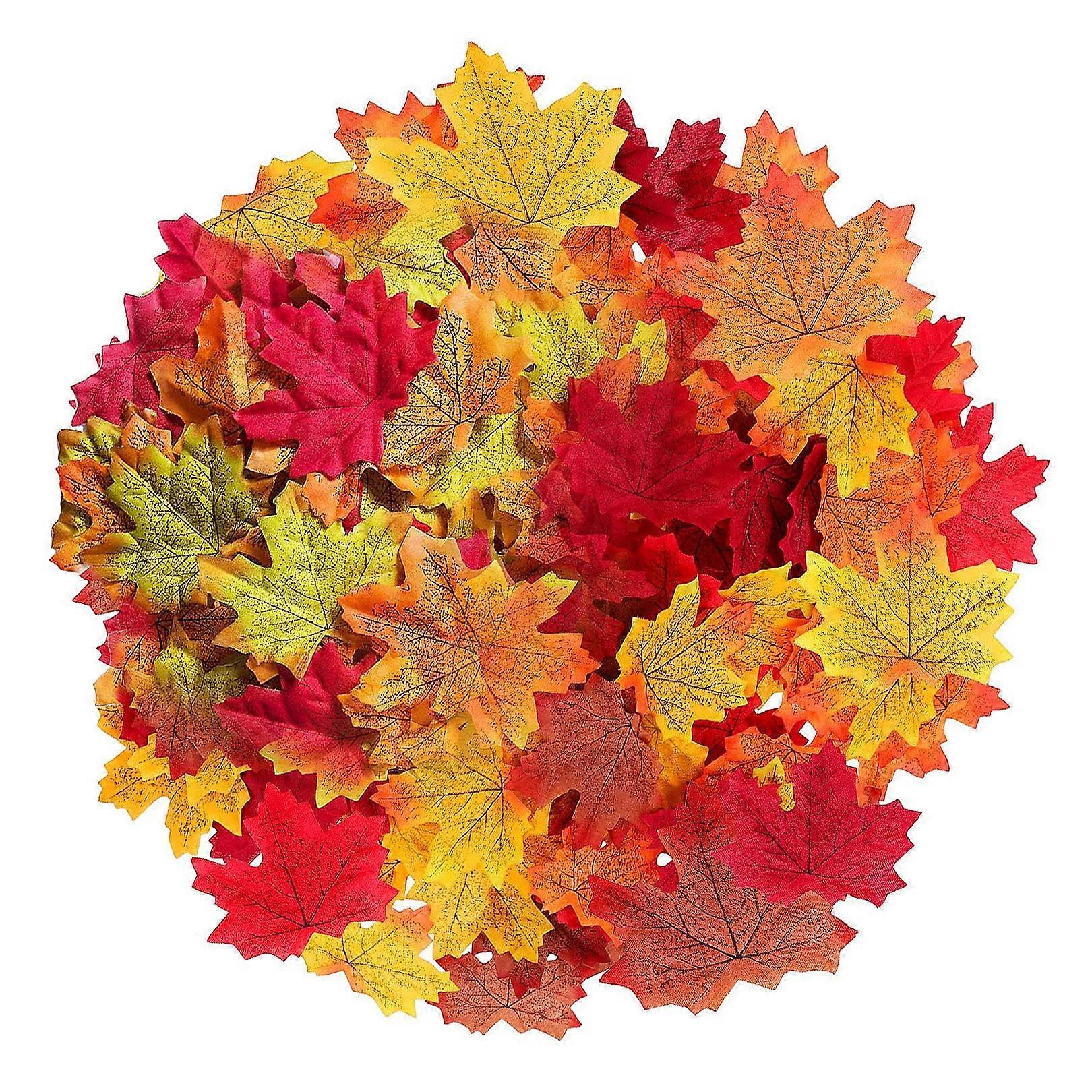 300 Autumn Leaves,Artificial Autumn Maple Leaves - Mixed 6 Fall Colored Leaf Autumn Table Scatters for Weddings