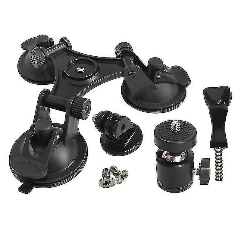 Car Windshield Triple Vacuum Suction Cup Mount For Gopro- Hero 8/7/6/5/4/3/3+/2/1 Xiaoyi Sj4000 Sj5000 Sj7000