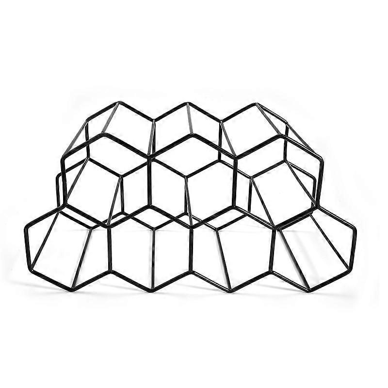 Black Wire Rack, 7 Bottle Storage, Metal Honeycomb, One Size