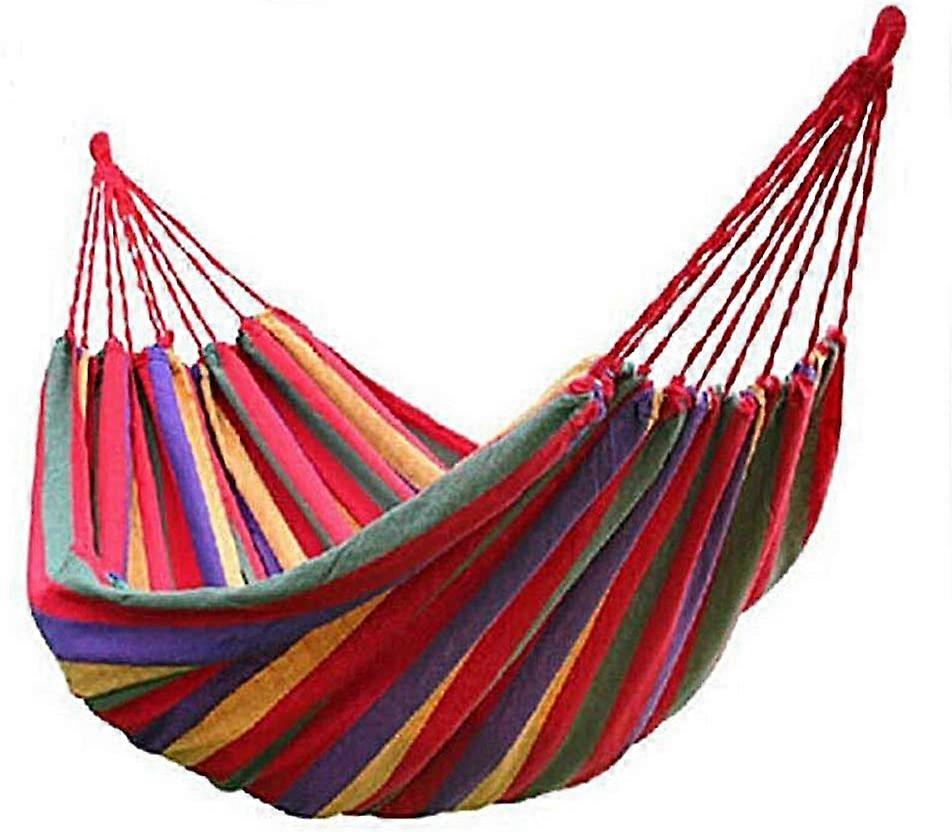 Portable Parachute Canvas Hammock Cotton Breathable Garden Hammock Portable Travel Camping for Double Max Load 300kg Multicolor (2 Person, Red)