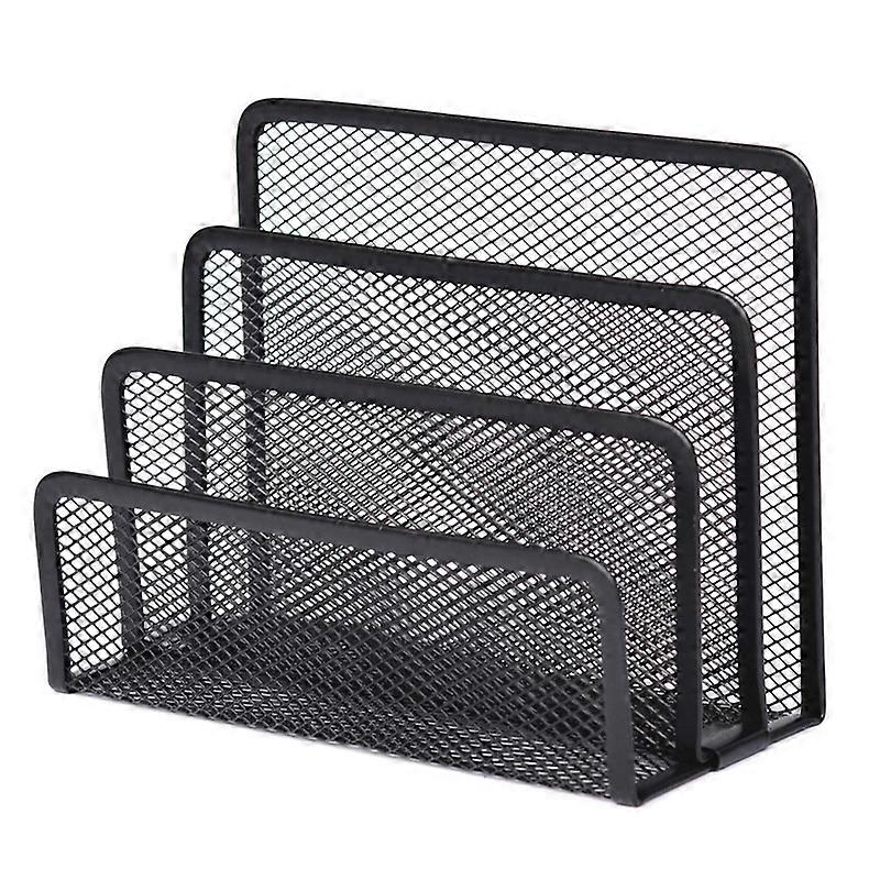 Mesh Letter Sorter Solid Space Saving Metal 3 Vertical Upright Compartments Desktop File Holder for Office
