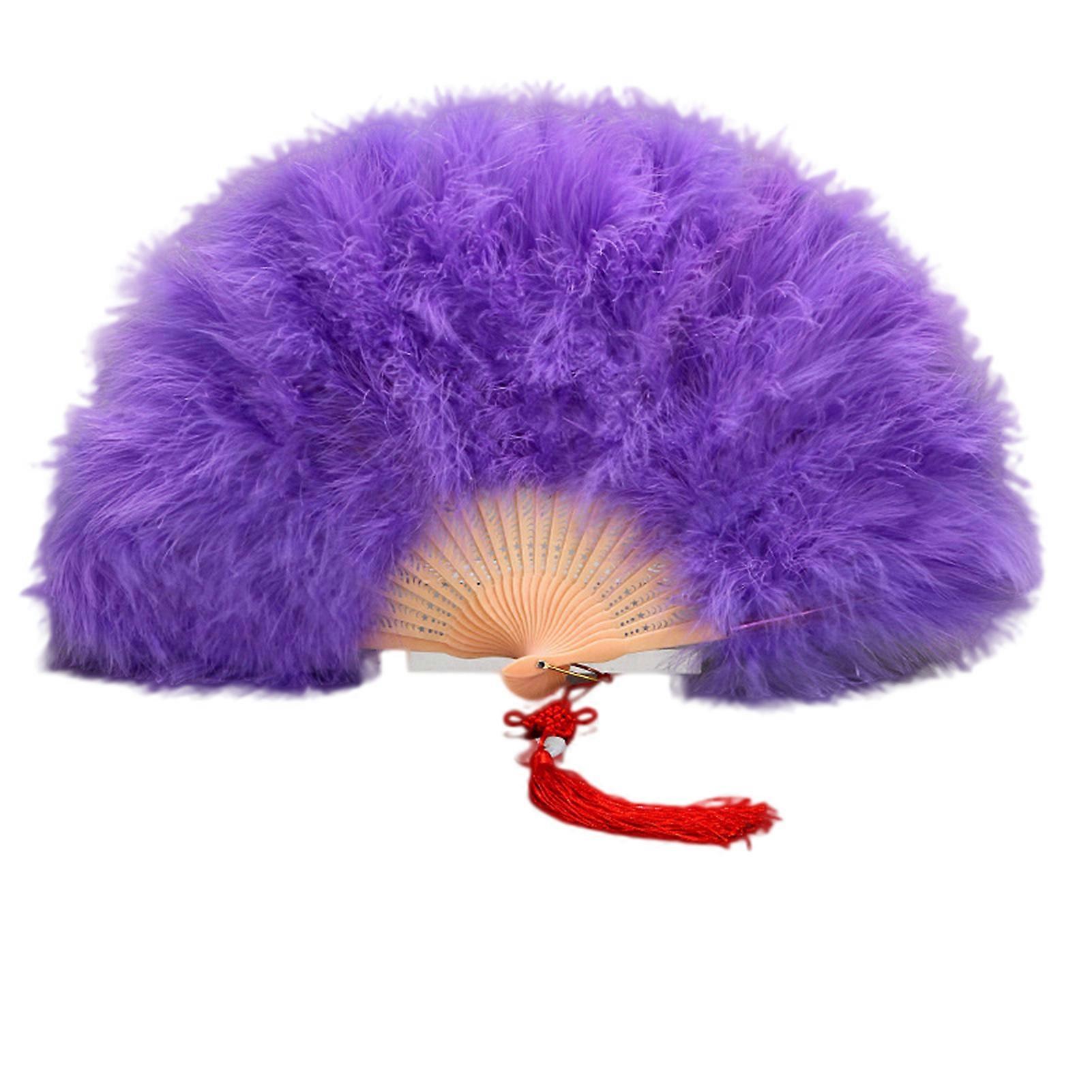 Champagne Fan with Tassels Pendant Luxurious Hollow Carved Gorgeous Thick Feather Elegant Handheld Fan