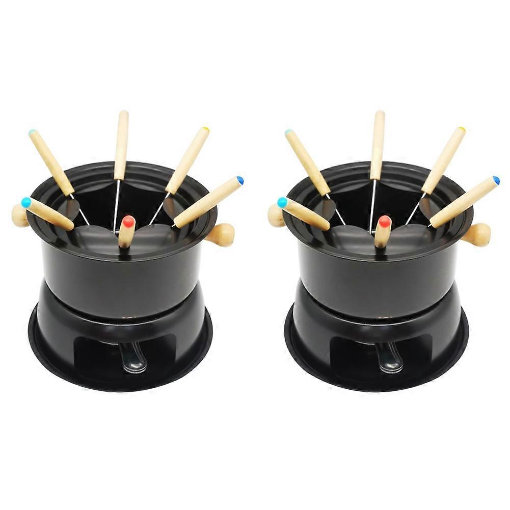 2X Chocolate Fondue Maker Set Multifunction Carbon Steel Ice Cream Chocolate Cheese Hot Pot Melting