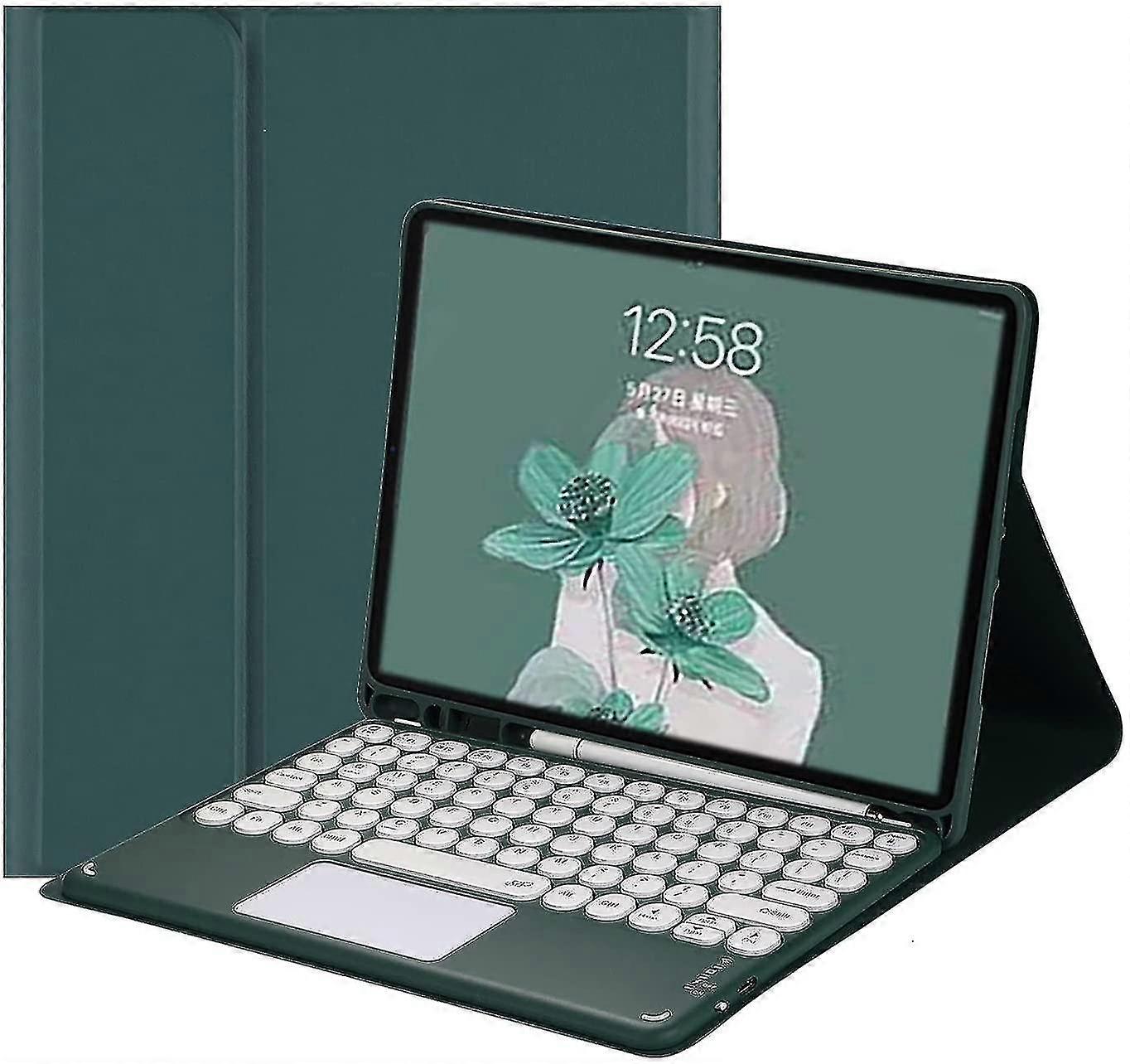 Ipad 9e génération 8e 7e génération 10,2 pouces / air 3 Pro 10,5 pouces Clavier étui avec pavé tactile mignon touche ronde couleur clavier détachable Bluetooth touche tactile