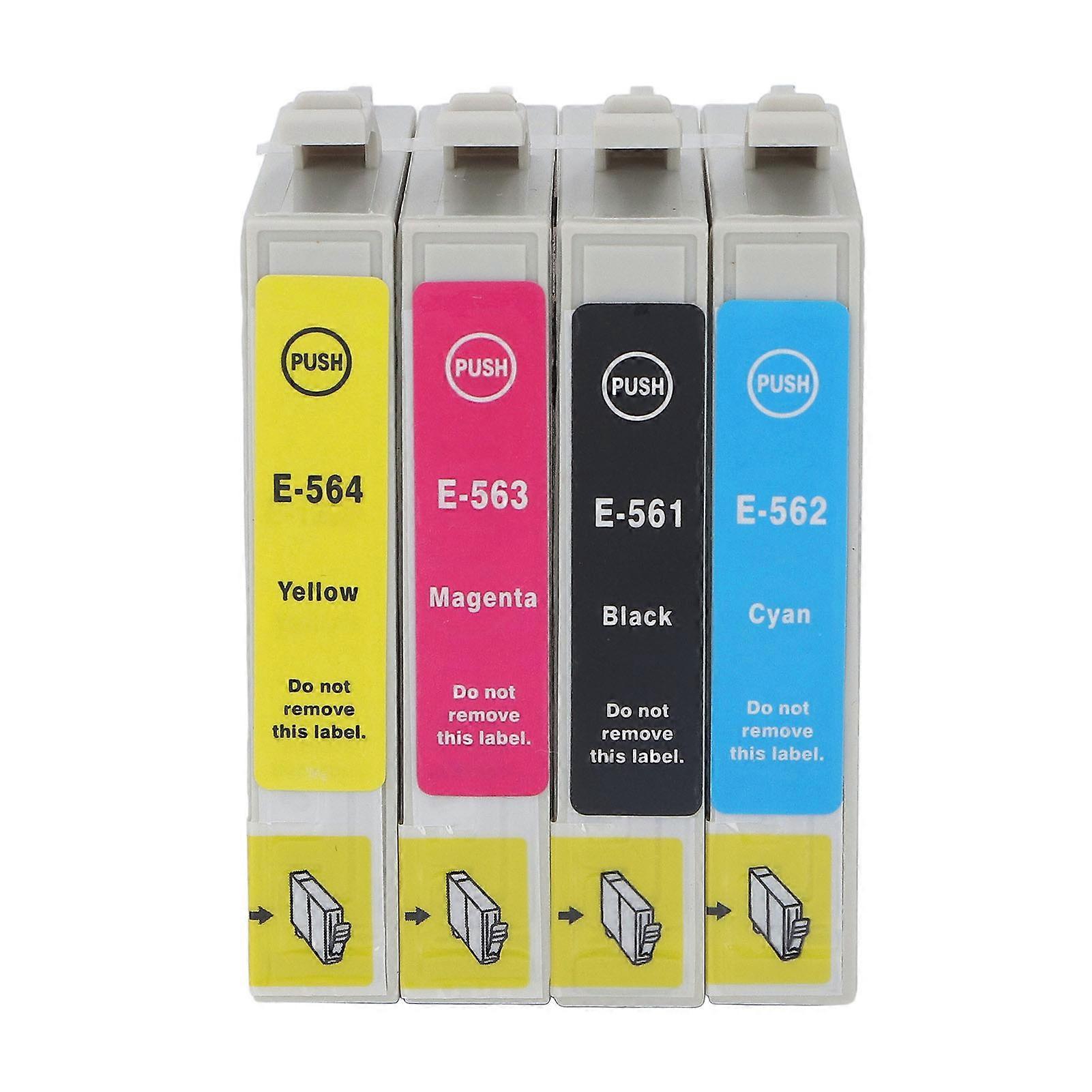 4PCS Ink Cartridge Colorfast Smooth Output Large Capacity BK C M Y Cartridge Combo Pack for Printer T0561 T0562 T0563 T0564