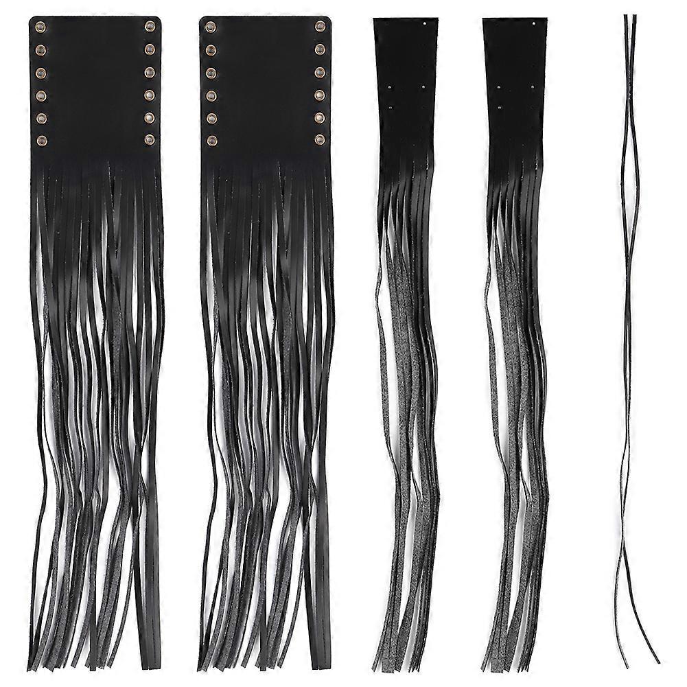 2st Svart PU Läder Handtag Tofs För 1 I Styre Motorcykel Modifiering Tillbehör