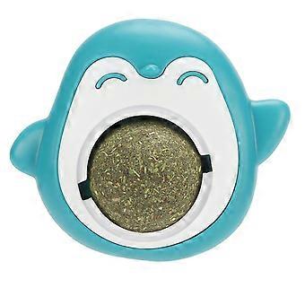 Catnip Wall Ball Interactive Teeth Cleaning Adhesive Licking Ball for Indoor Cats Blue