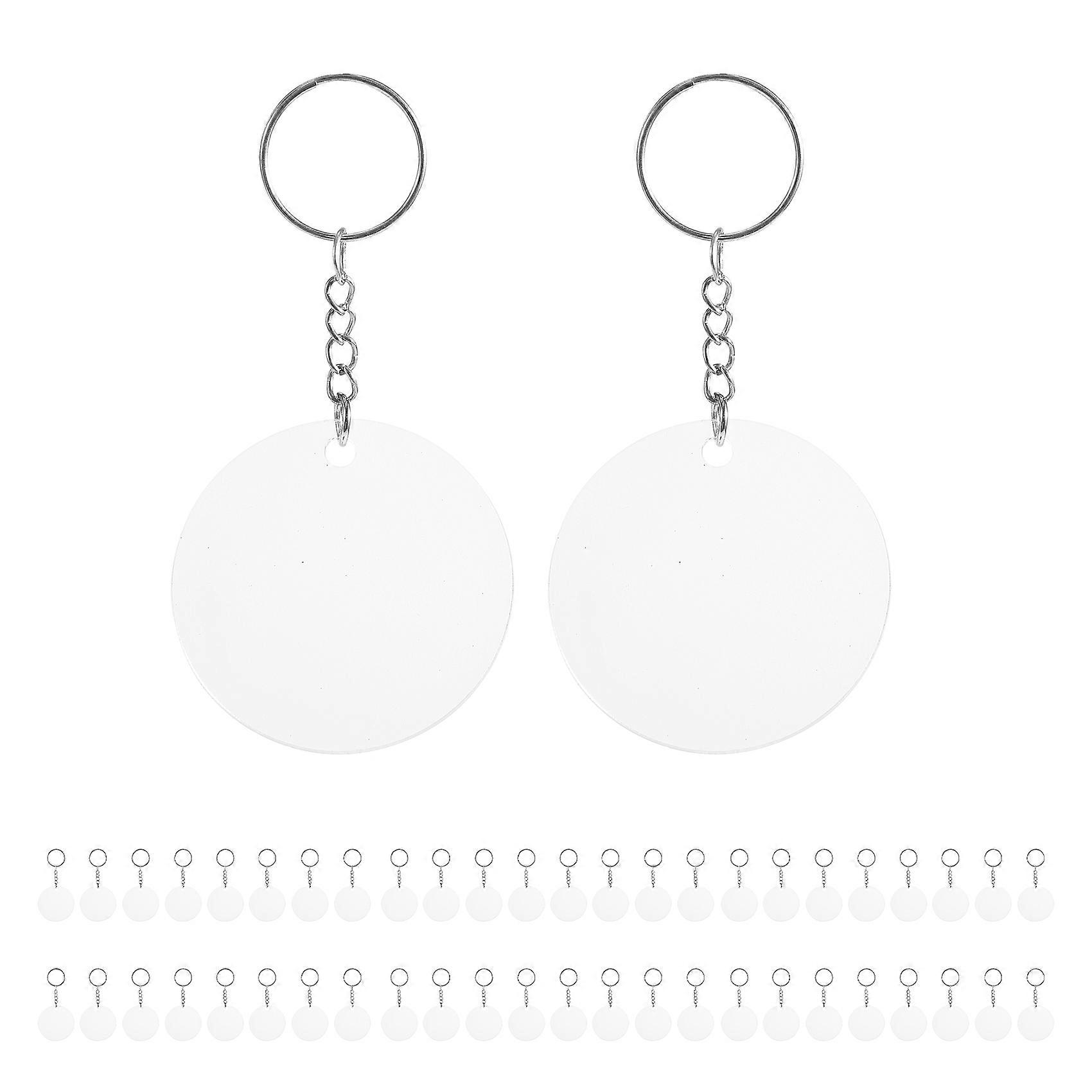 150 Pcs 2 Inches Acrylic Transparent Discs and Key Chains Set, Clear Blank Acrylic Discs Round Keychain for DIY Projects