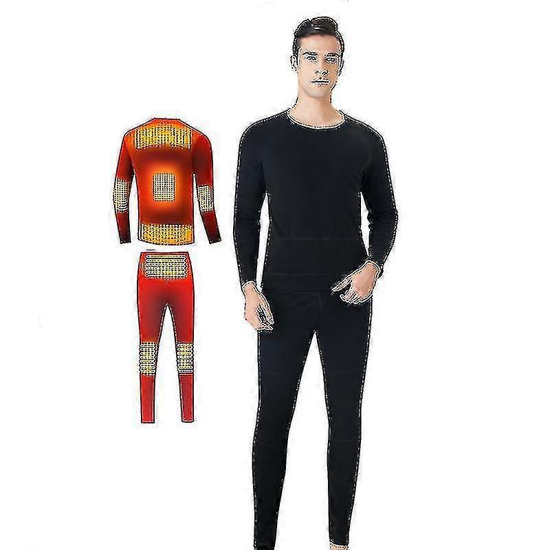 Heating Thermal Underwear Set Compatible Men ,usb Electric Heated Underwear Base Layer Top And Bottom Long Johns Set
