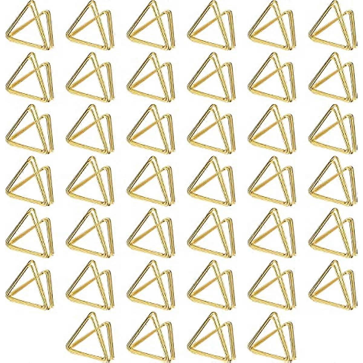 40 Pcs Gold Triangle Place Card Holders, Table Card Number Holder Stands, Mini Name Place Card Picture Holder Clips Stand Holder for Wedding Party Cen