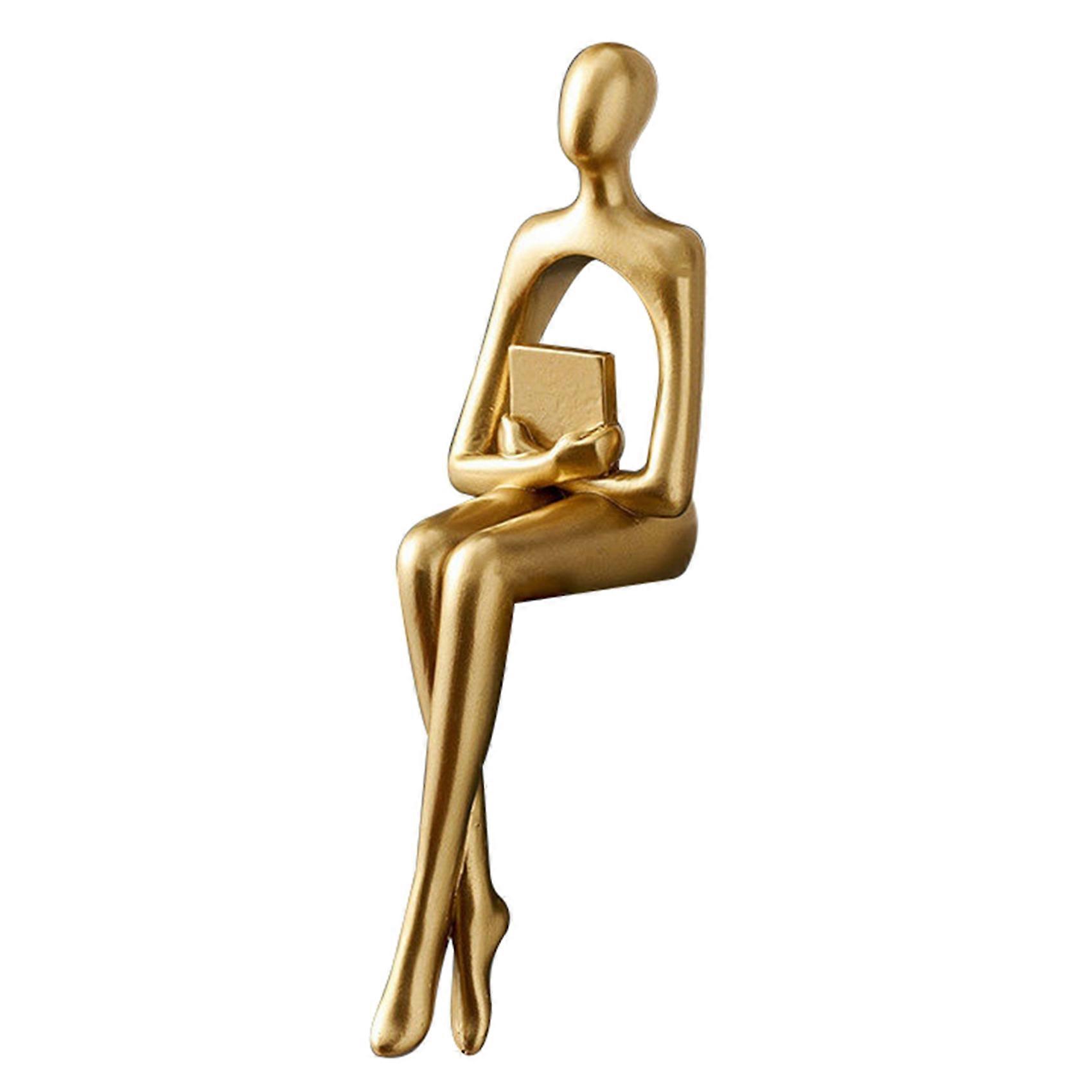 Statue Abstract Figure Sculpture Small Ornaments Resin Statue Home Gold Abstract Statue Office Decor B