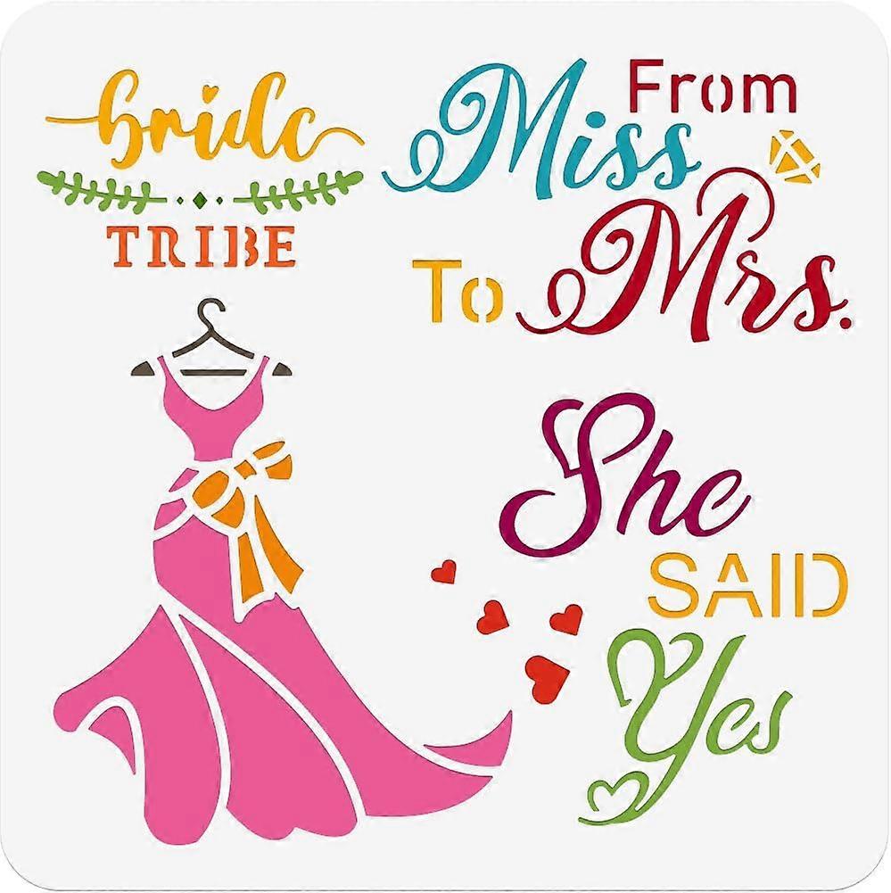 Dress Word Painting Stencil 11.81x11.81 Inch Reusable Craft Stencils Hollow Out Drawing Painting Template for Painting on Wood Fabric Paper Walls Canv