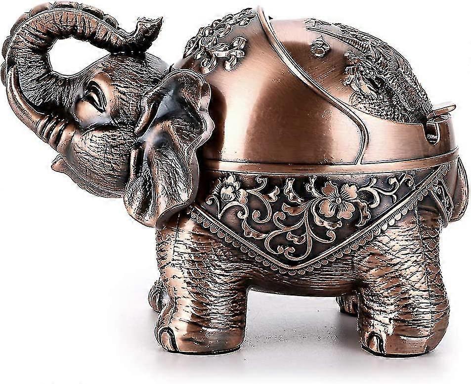 Elephant Windproof Aschenbecher mit Abdeckung Tischplatte Metall Aschenbecher (Bronze) (D-4)