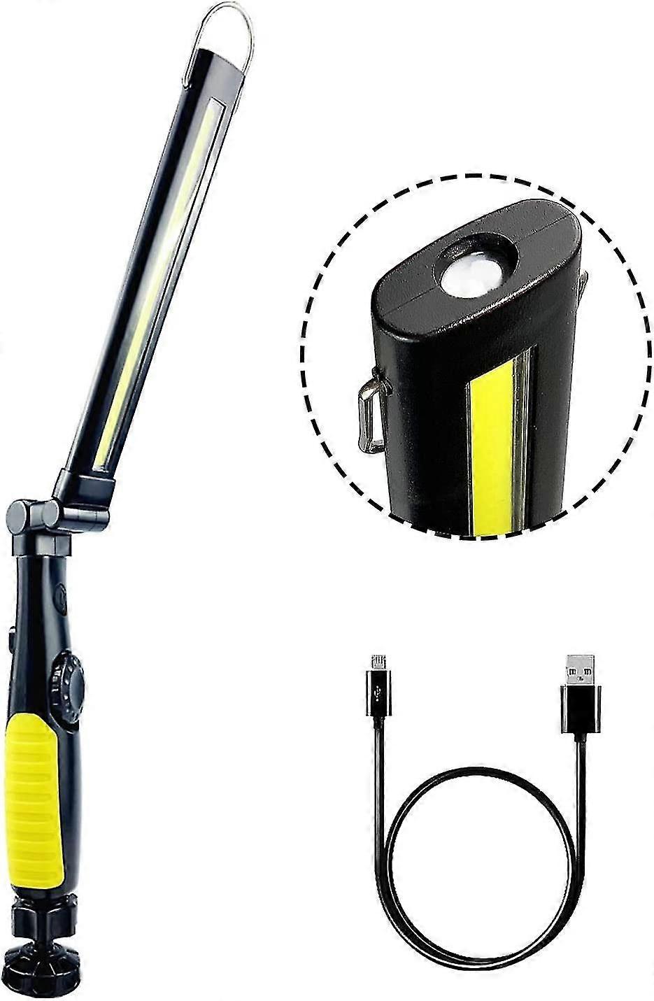 Cob Work Light, Rechargeable Folding Led Flashlight Inspection Light With Magnetic Base And Hanging