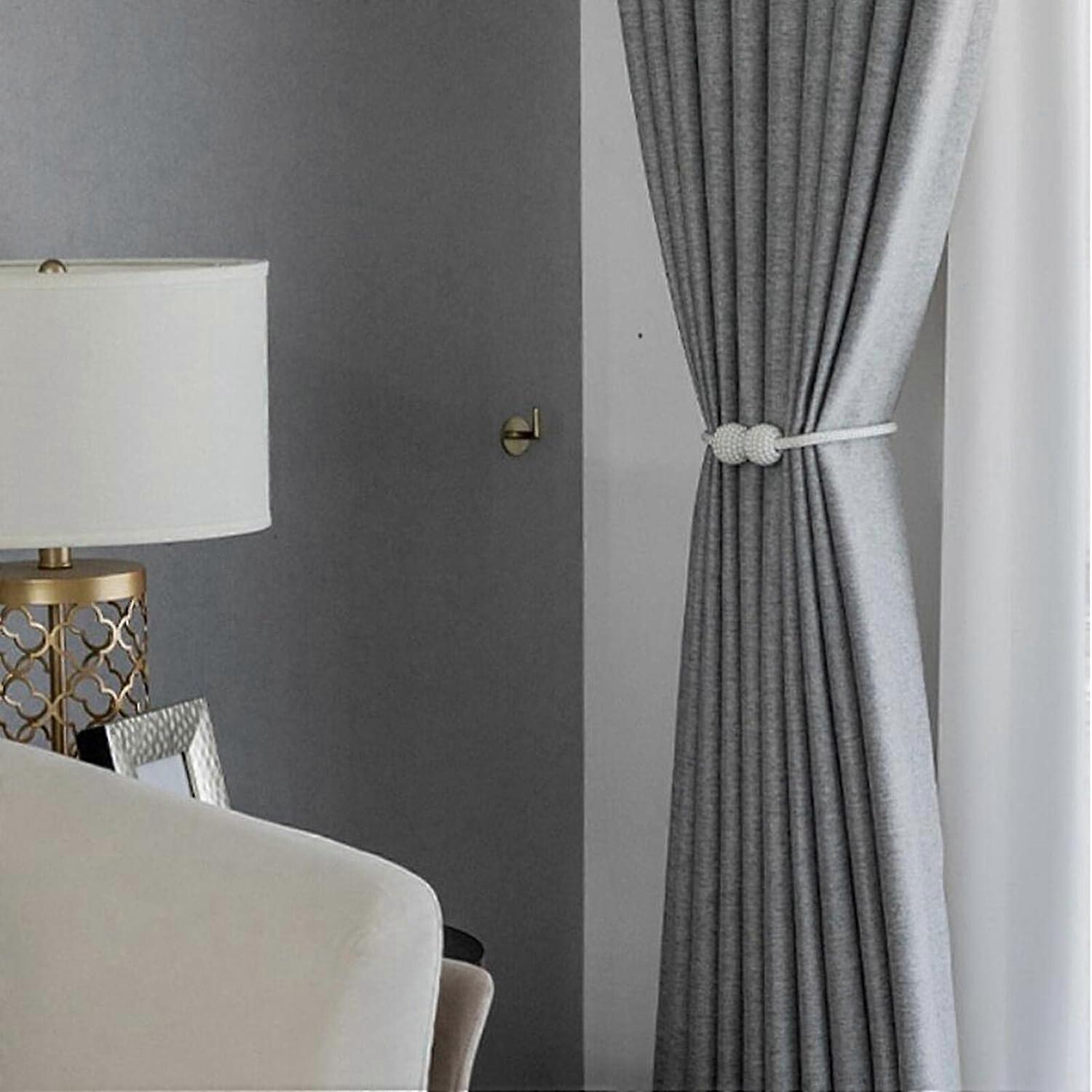 6 Pack Magnetic Curtain Tiebacks, Curtain Clips with Strong Magnet Faux Pea