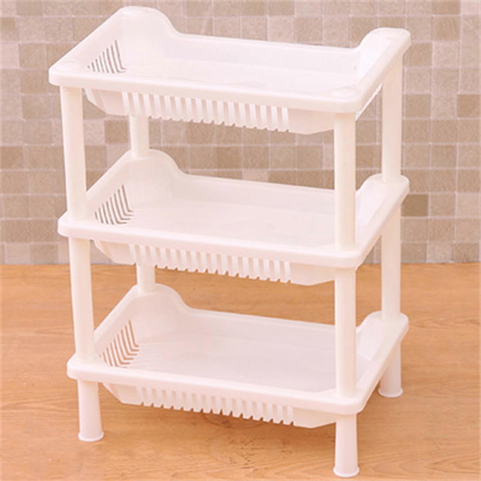 Bathroom Standing Shelf with 3 Layers PP Material Floor Installation Durable Easy to Assemble