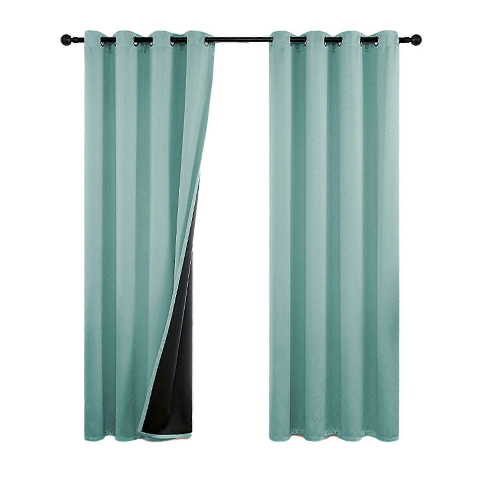 2x 100% Blackout Curtains Window Curtain Panels, Heat And Full Light Blocking Drapes With Black Liner,100% New