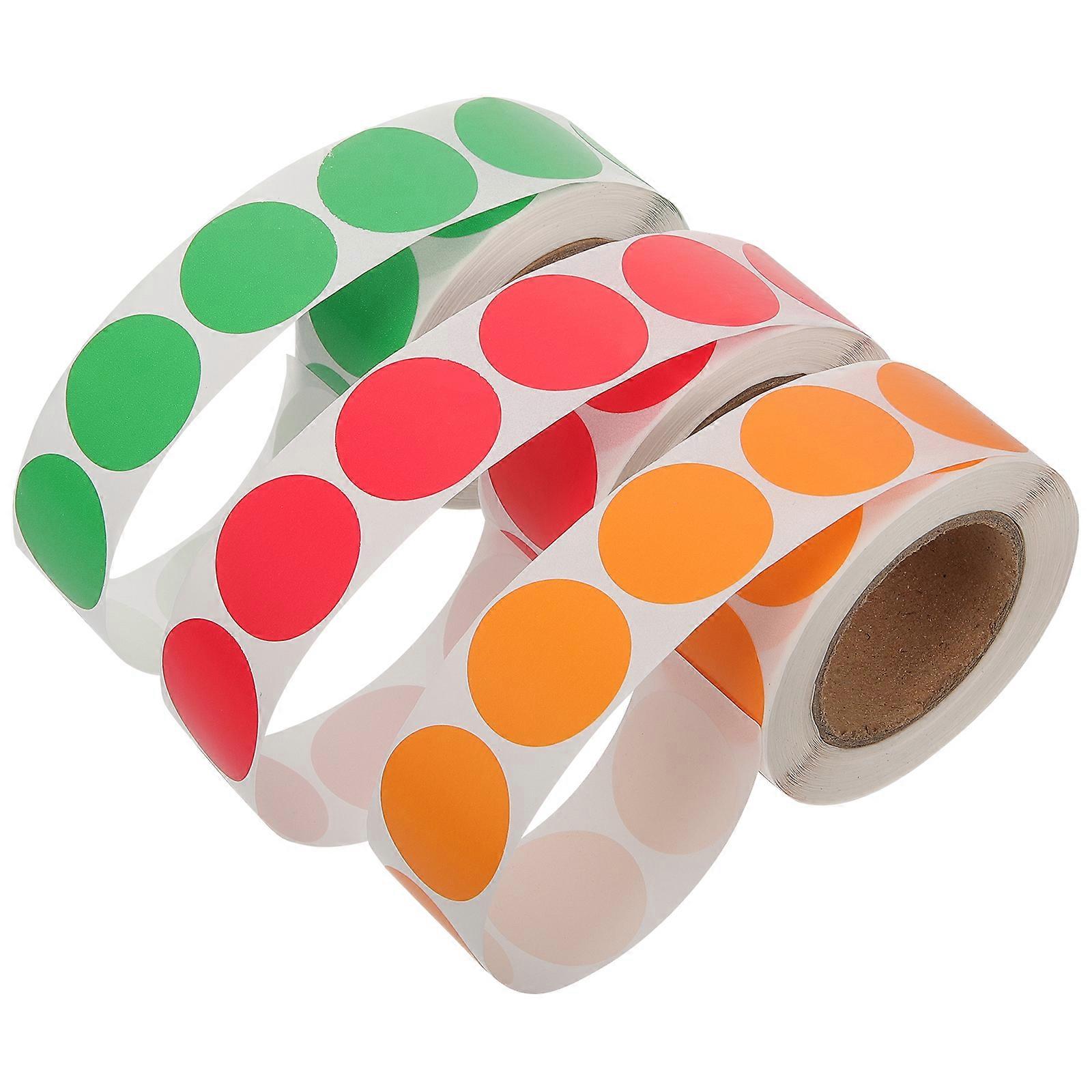 3 Rolls of Colored Dot Stickers Circle Label Stickers Sealing Labels Round Stickers