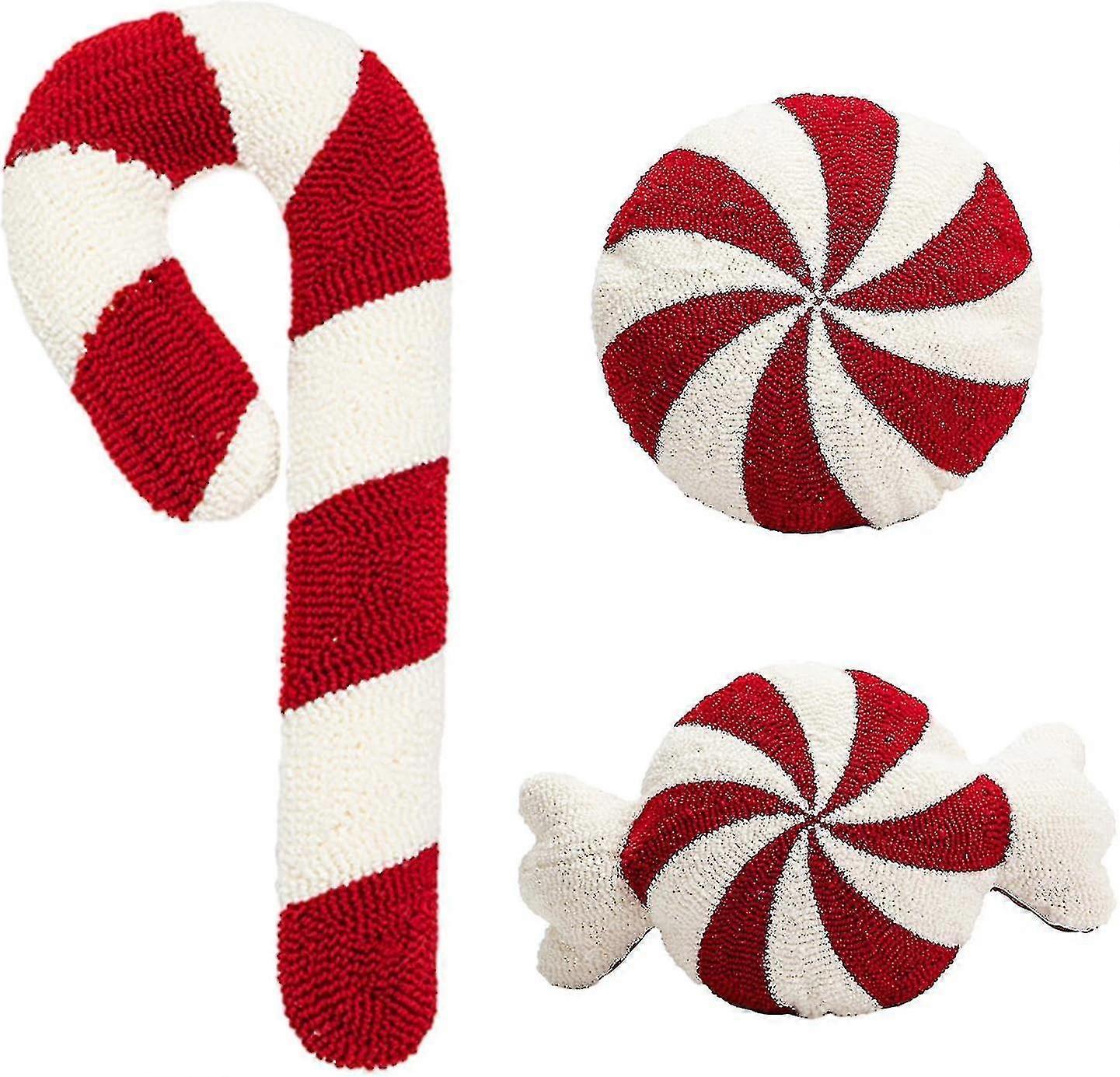 Candy Cane Pillow Round Throw Pillow Candy Cane Shaped