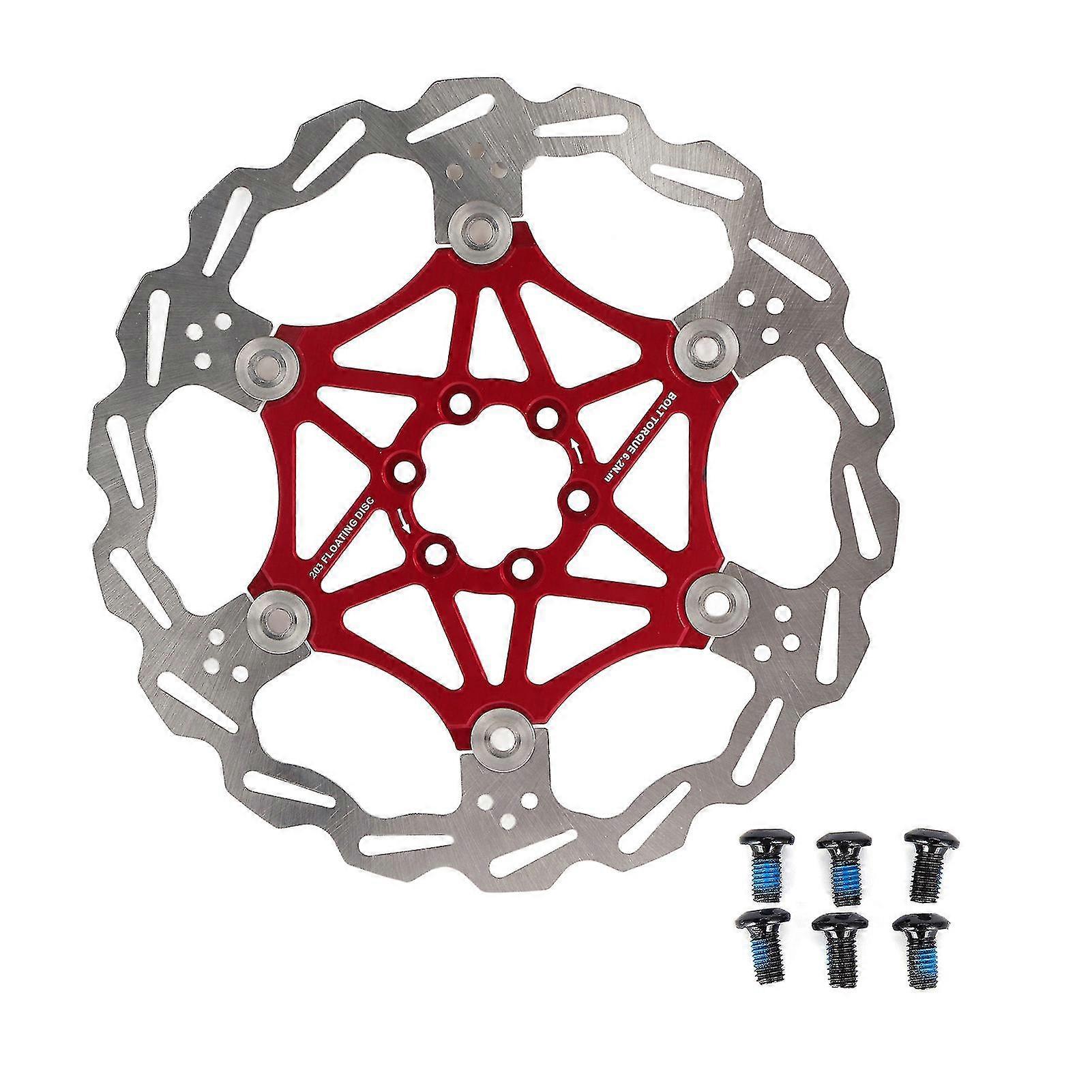 203mm Red Mountain Bike Floating Brake Disc - Cycling Accessory